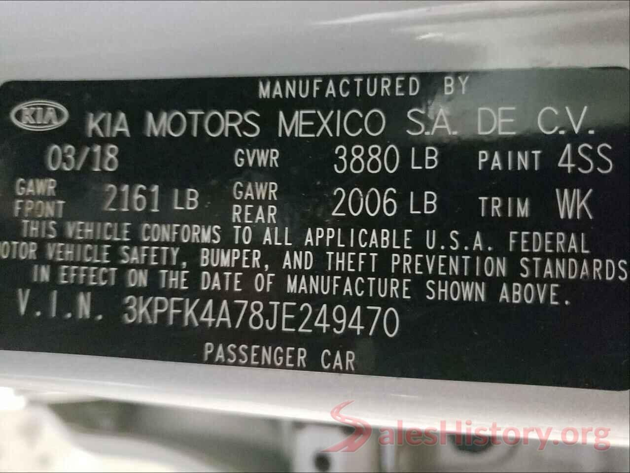 3KPFK4A78JE249470 2018 KIA FORTE