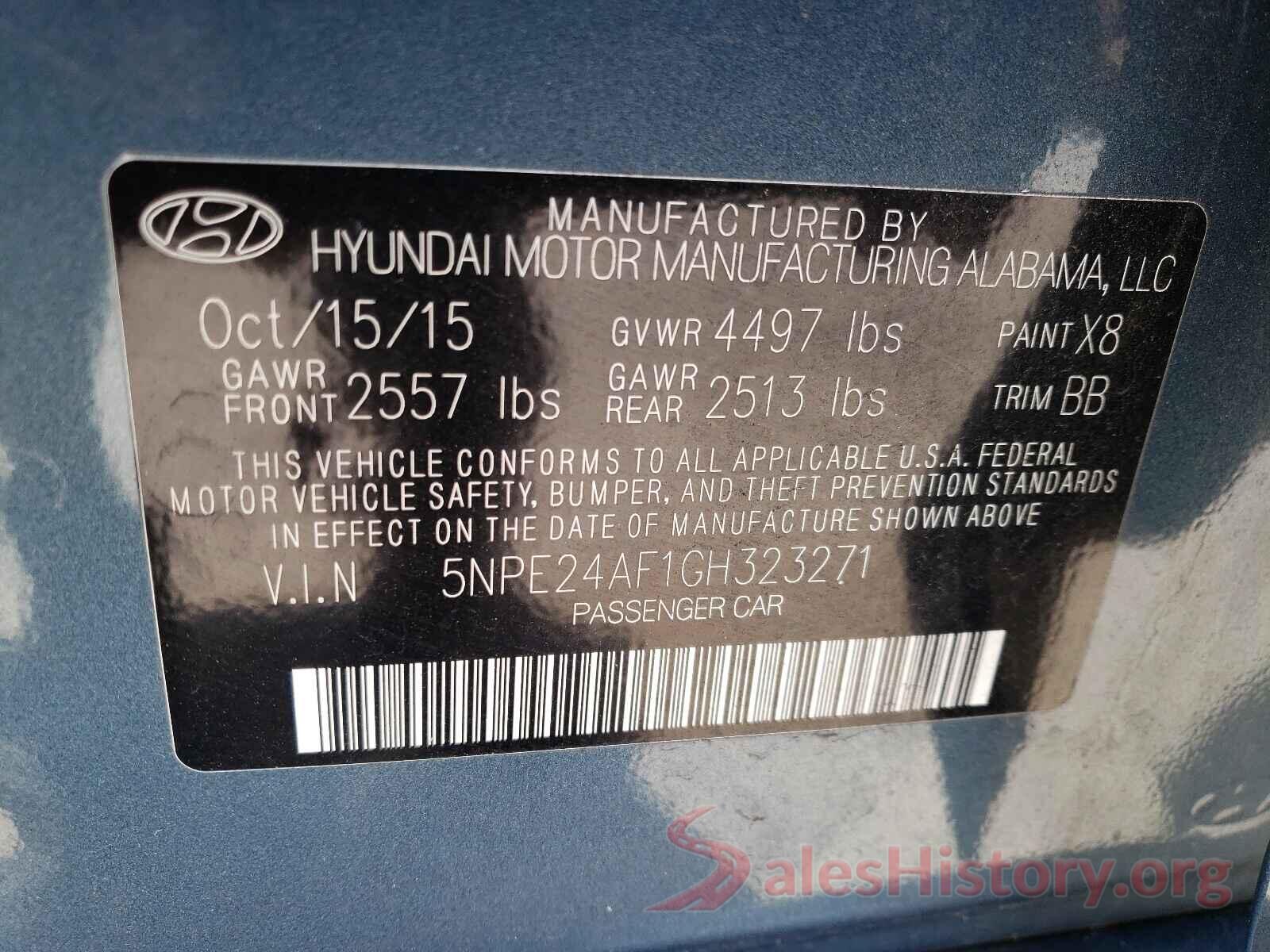 5NPE24AF1GH323271 2016 HYUNDAI SONATA