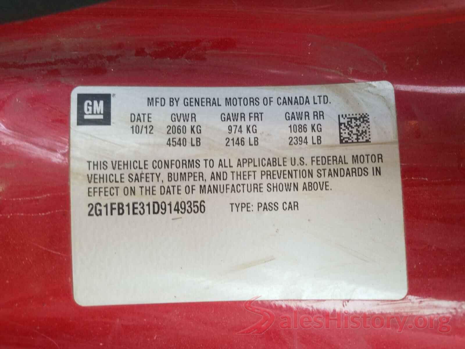 2G1FB1E31D9149356 2013 CHEVROLET CAMARO