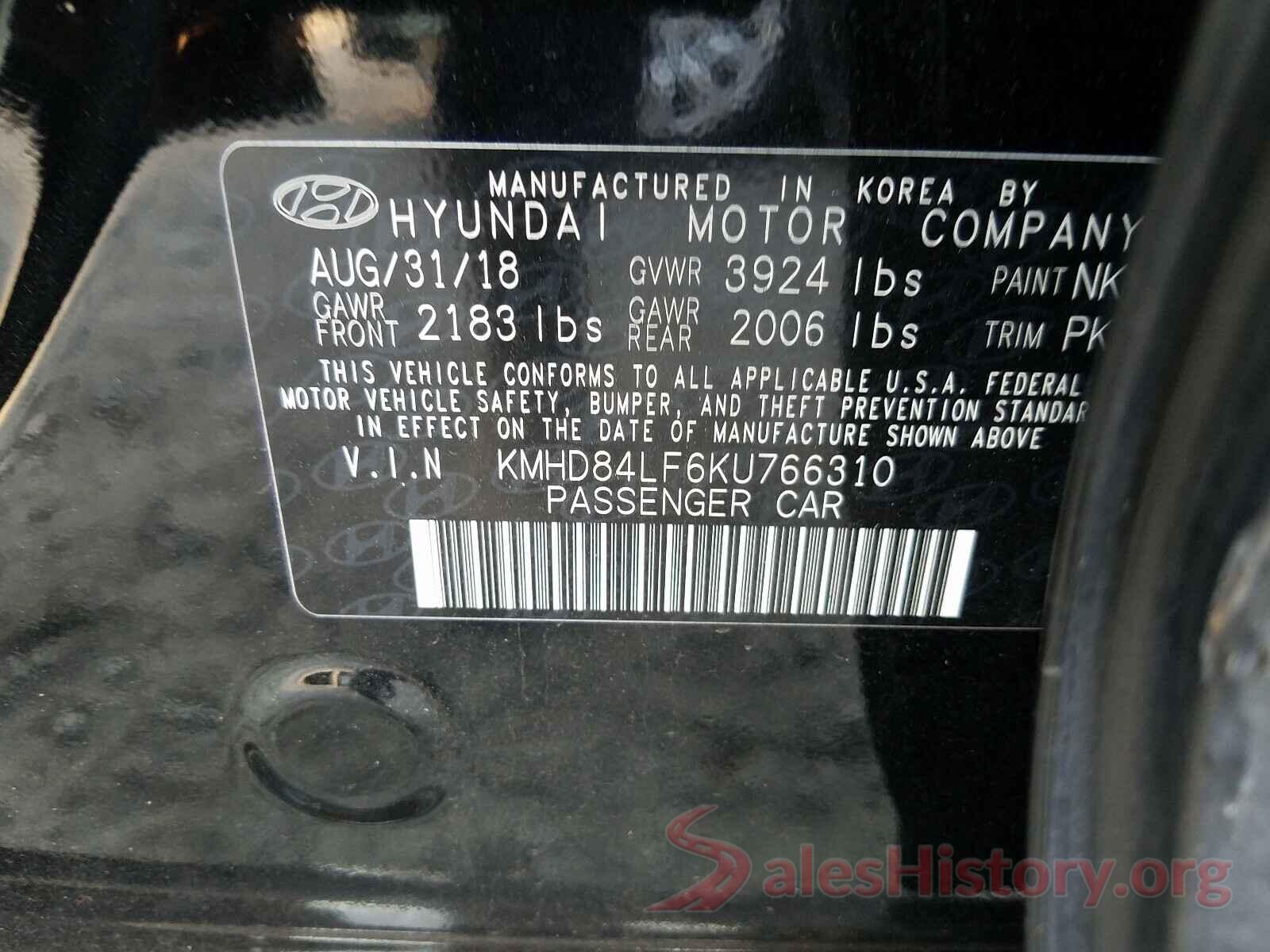 KMHD84LF6KU766310 2019 HYUNDAI ELANTRA