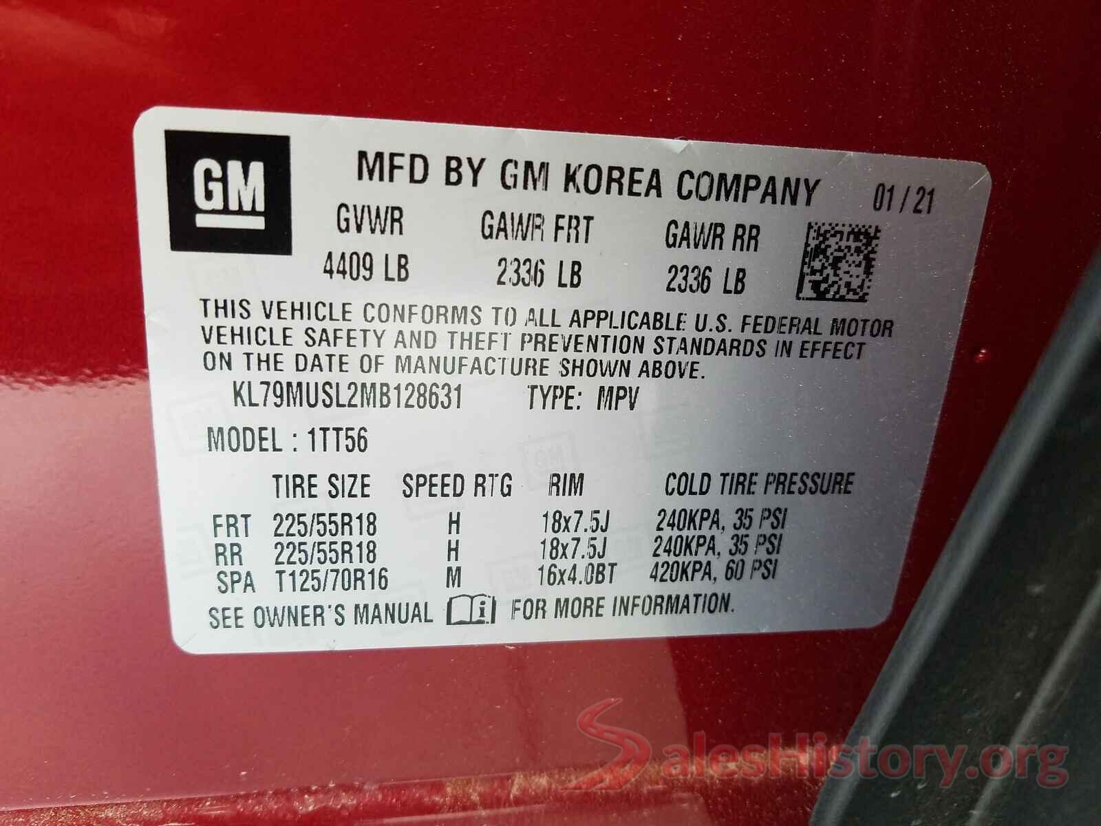 KL79MUSL2MB128631 2021 CHEVROLET TRAILBLAZE