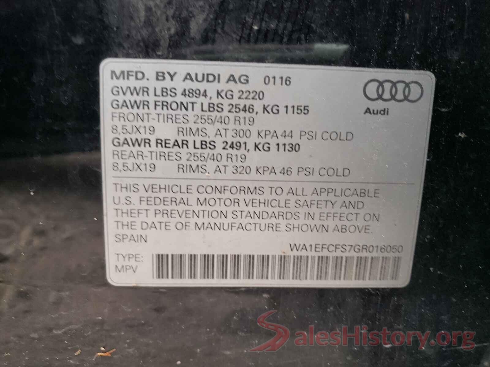 WA1EFCFS7GR016050 2016 AUDI Q3