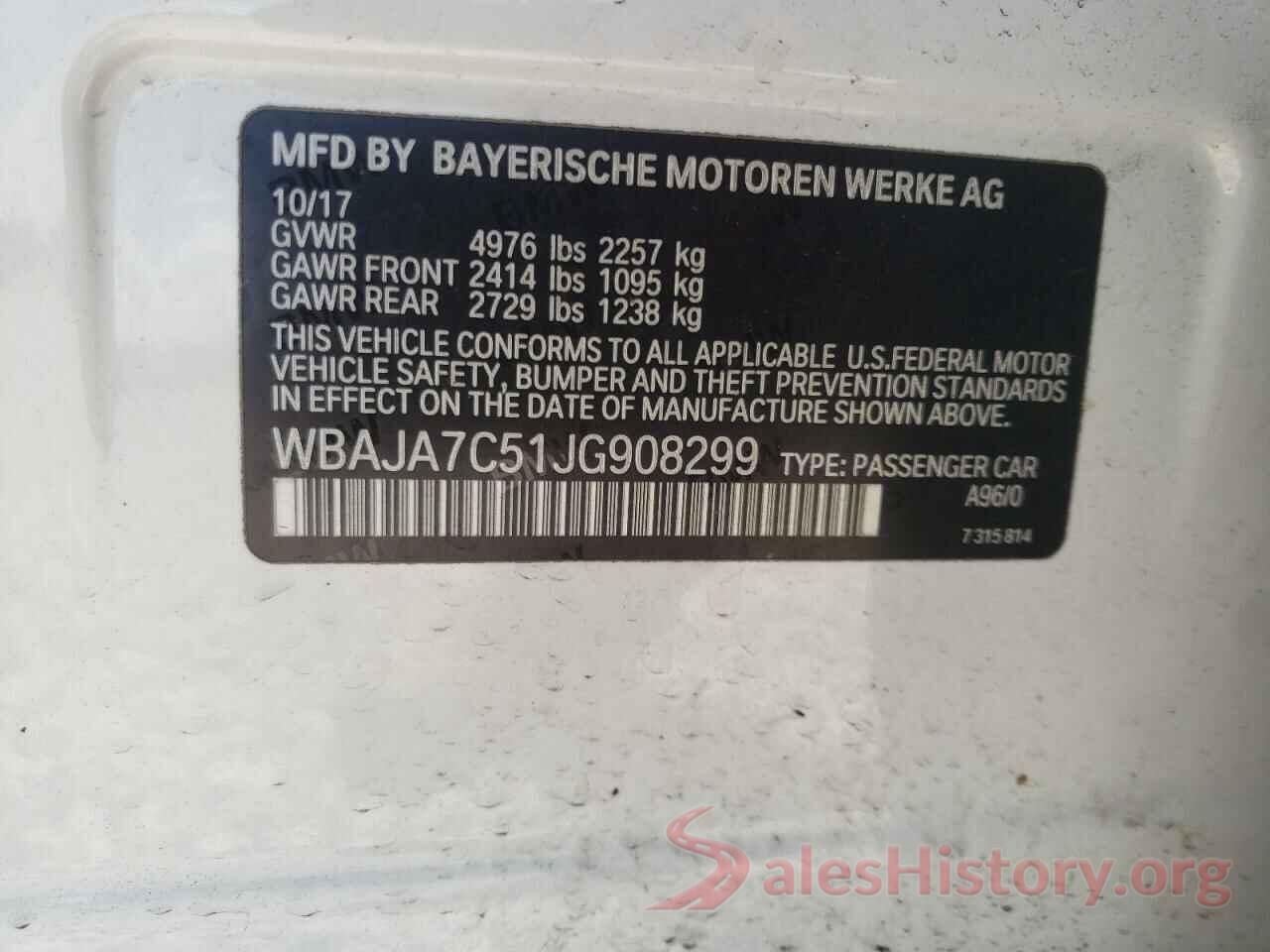 WBAJA7C51JG908299 2018 BMW 5 SERIES