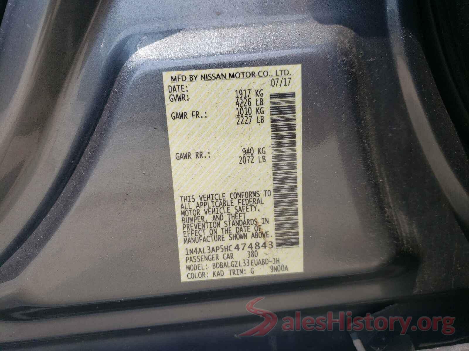 1N4AL3AP5HC474843 2017 NISSAN ALTIMA