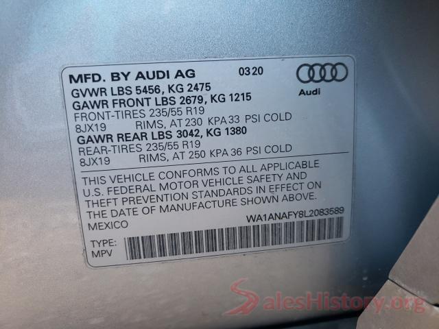 WA1ANAFY8L2083589 2020 AUDI Q5