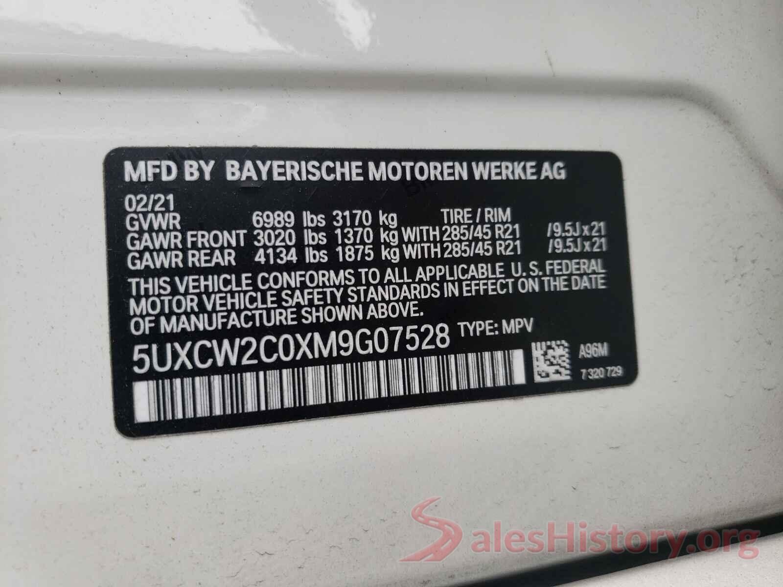 5UXCW2C0XM9G07528 2021 BMW X7