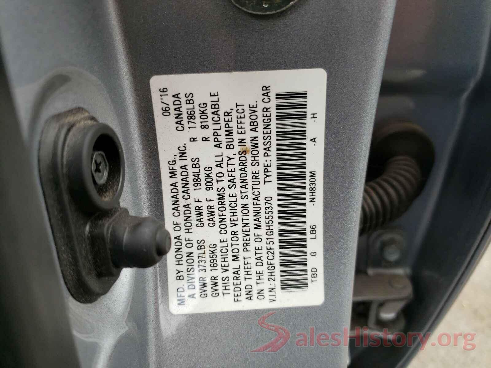 2HGFC2F51GH555370 2016 HONDA CIVIC