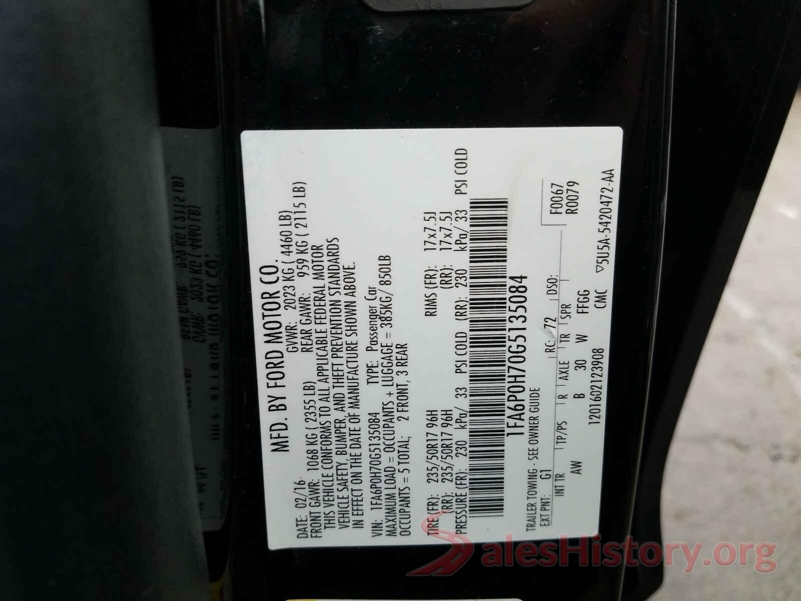 1FA6P0H70G5135084 2016 FORD FUSION