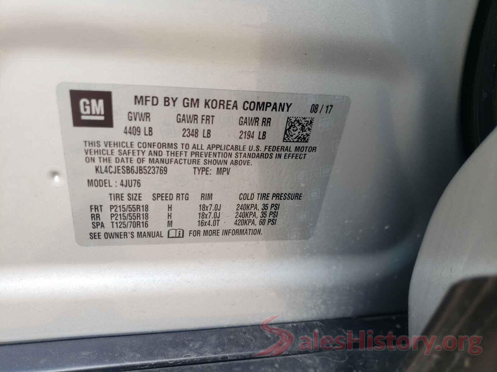 KL4CJESB6JB523769 2018 BUICK ENCORE