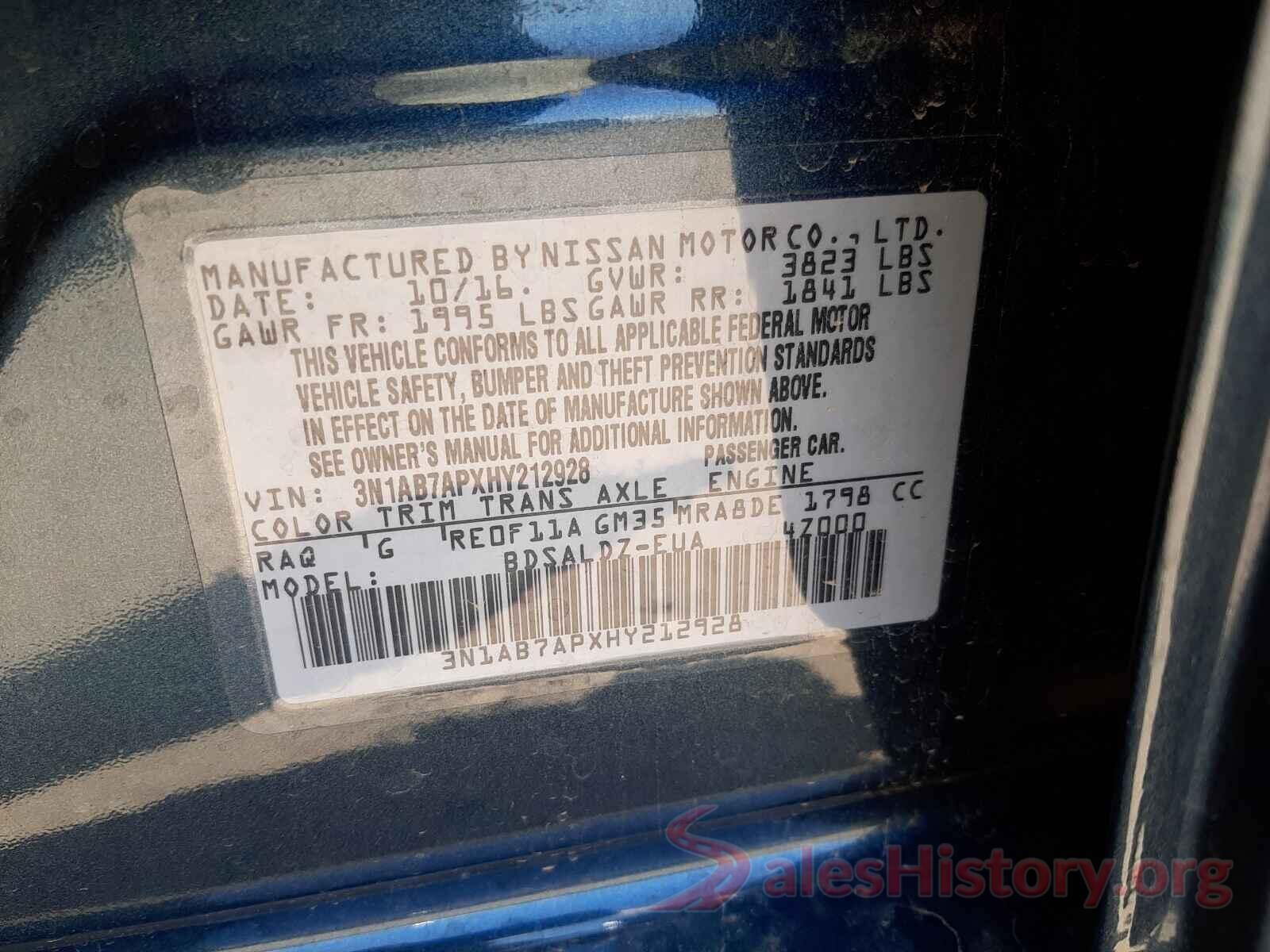 3N1AB7APXHY212928 2017 NISSAN SENTRA