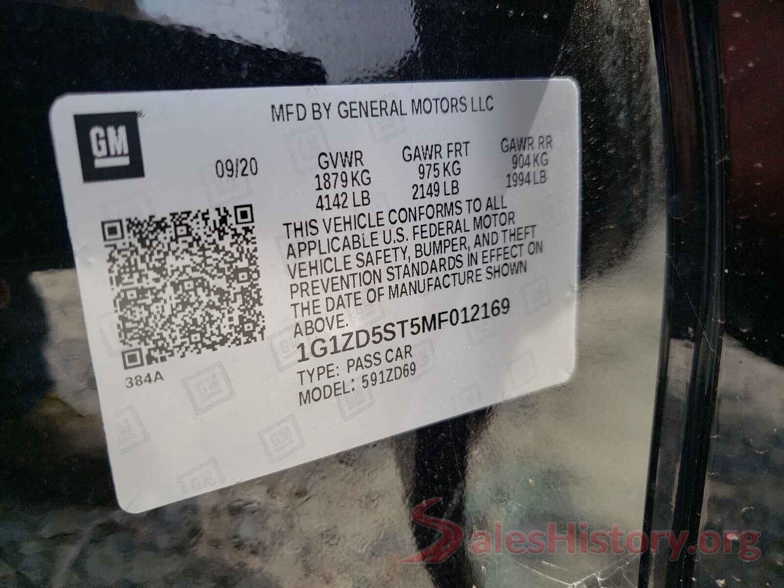 1G1ZD5ST5MF012169 2021 CHEVROLET MALIBU