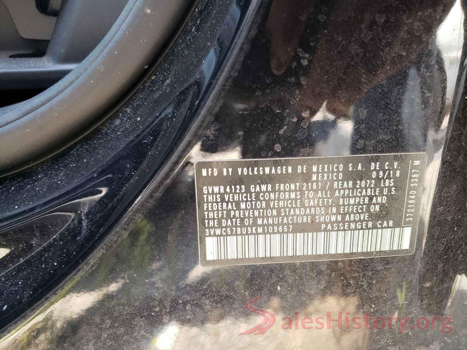 3VWC57BU9KM109657 2019 VOLKSWAGEN JETTA