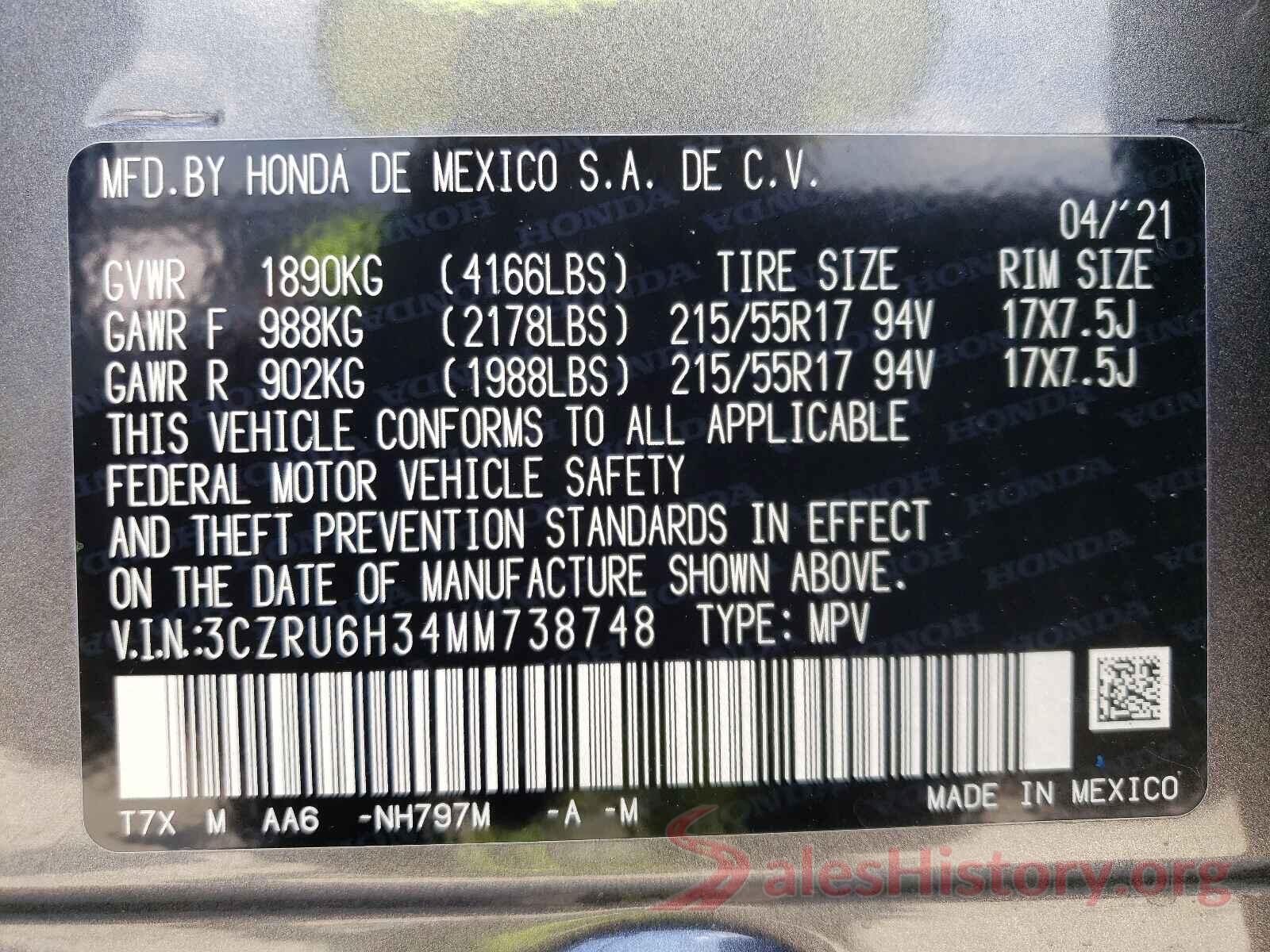 3CZRU6H34MM738748 2021 HONDA HR-V