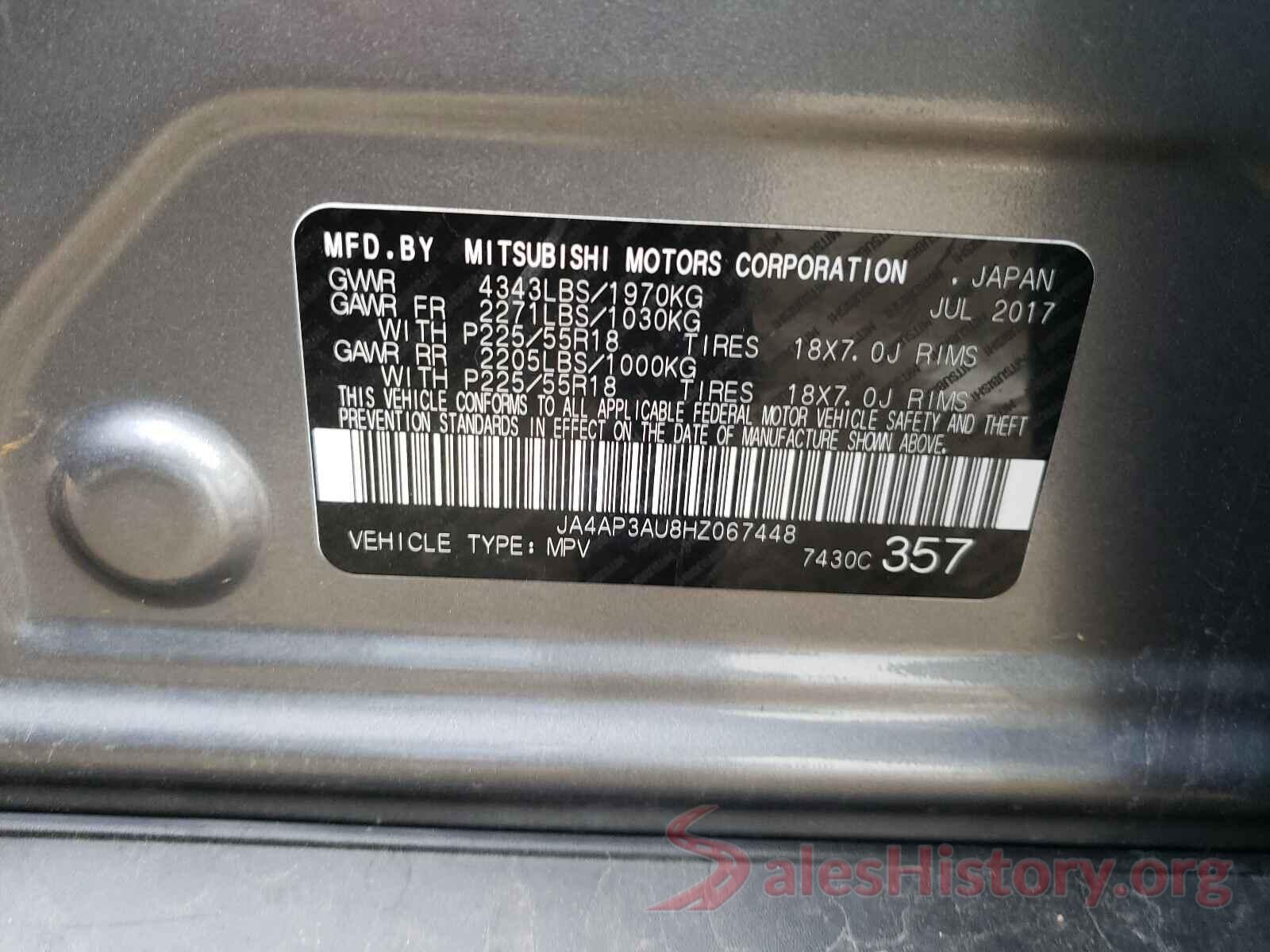 JA4AP3AU8HZ067448 2017 MITSUBISHI OUTLANDER