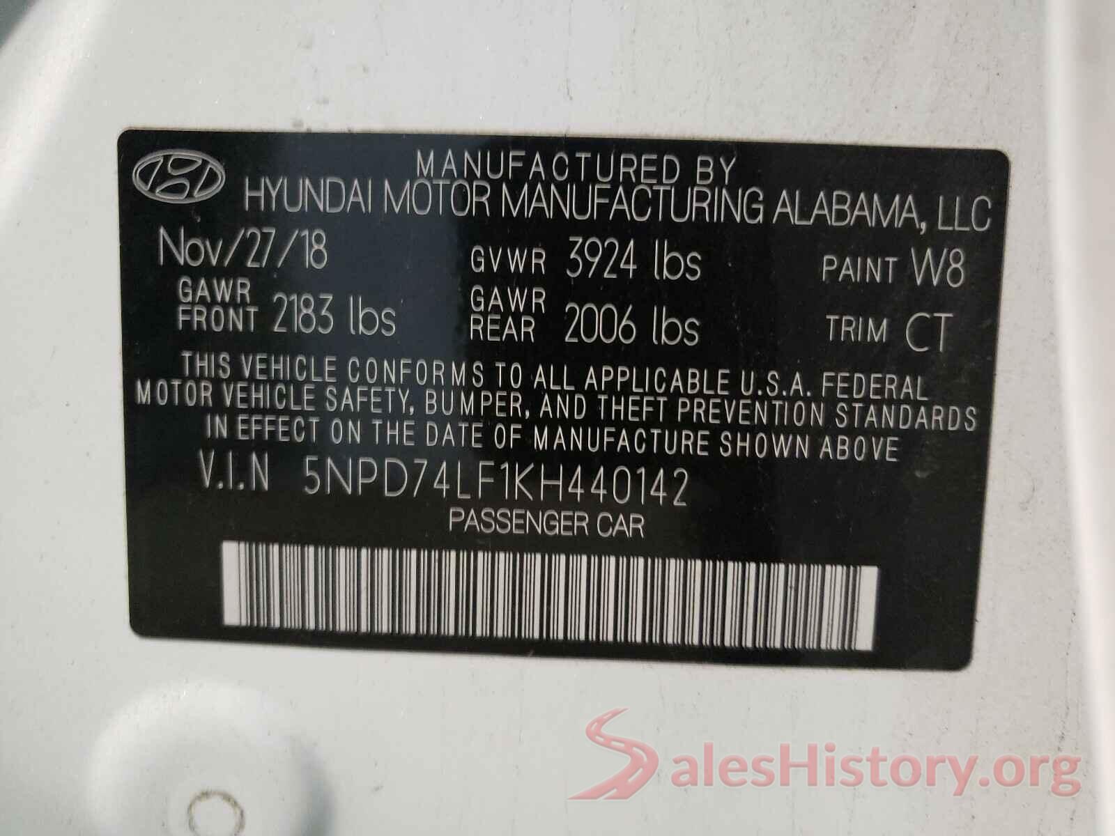 5NPD74LF1KH440142 2019 HYUNDAI ELANTRA