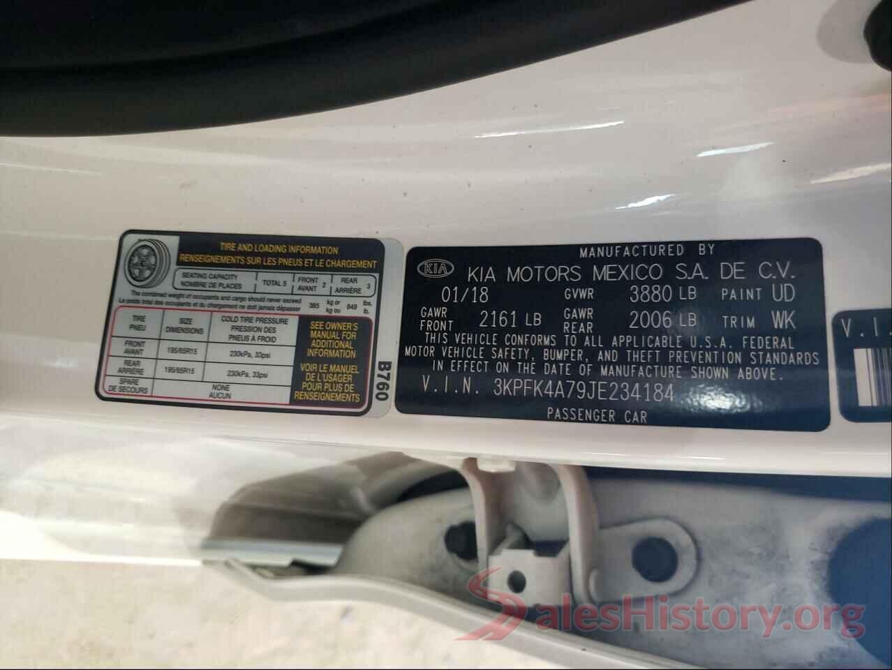 3KPFK4A79JE234184 2018 KIA FORTE