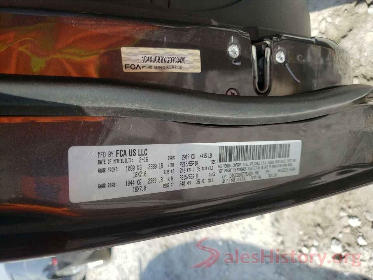 1C4NJCBBXGD703420 2016 JEEP COMPASS