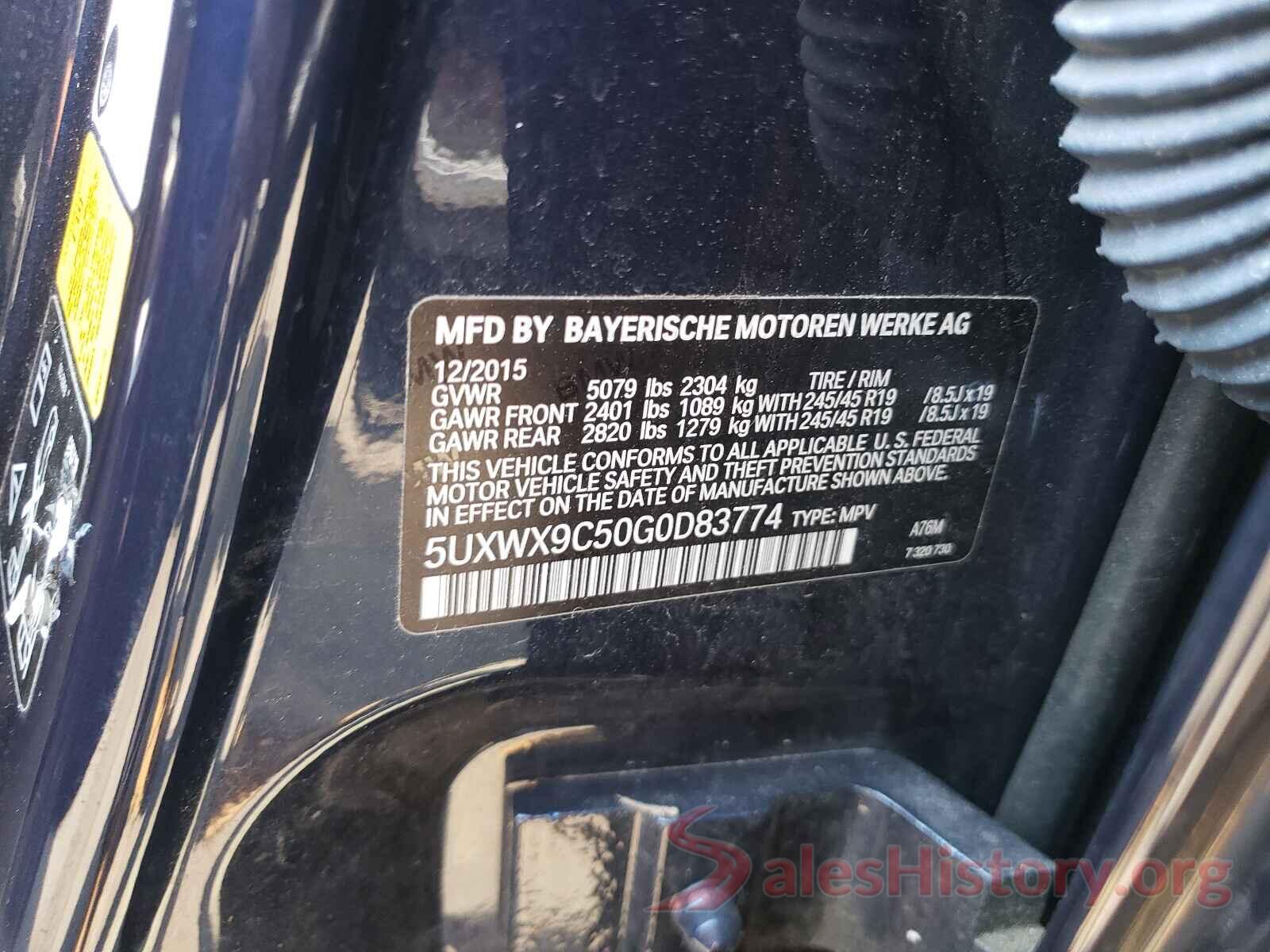 5UXWX9C50G0D83774 2016 BMW X3