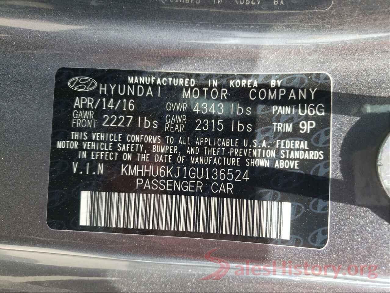 KMHHU6KJ1GU136524 2016 HYUNDAI GENESIS