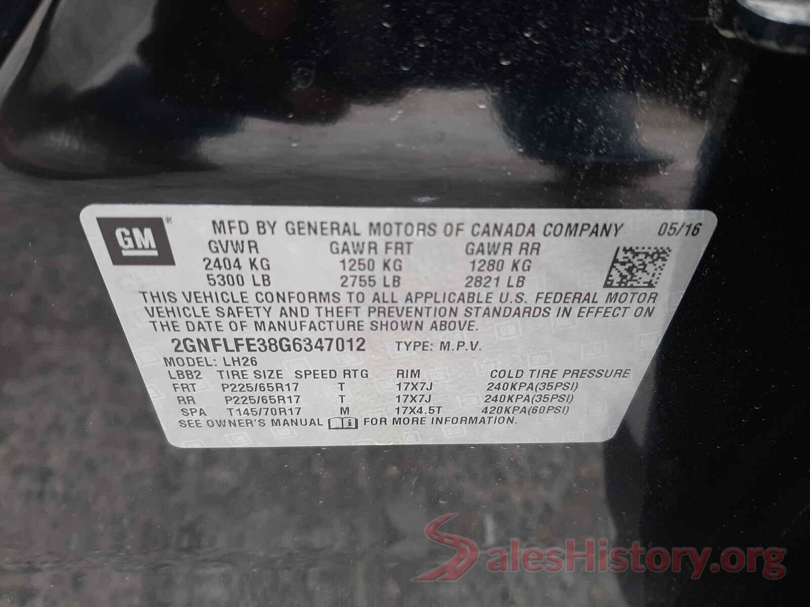 2GNFLFE38G6347012 2016 CHEVROLET EQUINOX