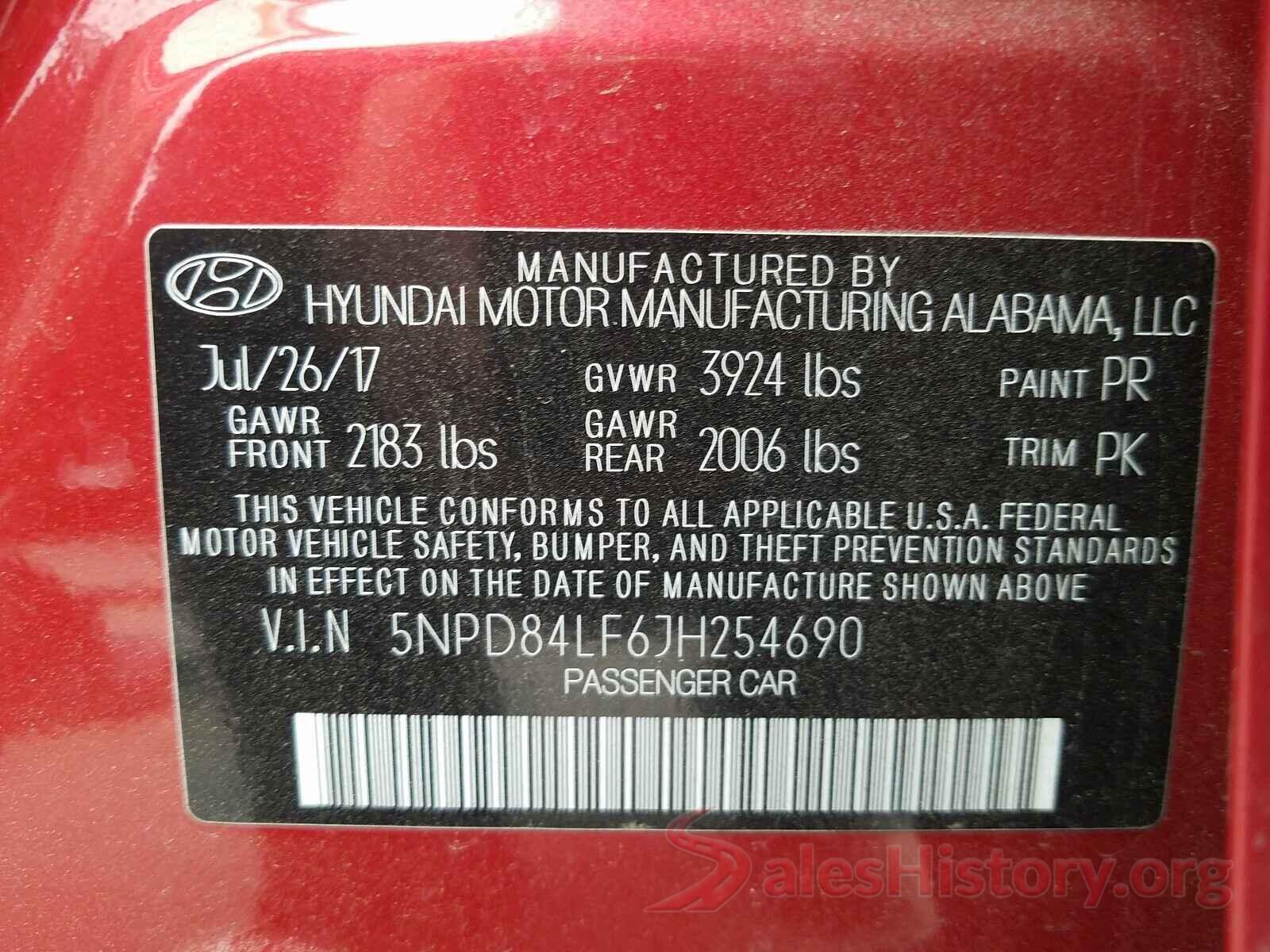 5NPD84LF6JH254690 2018 HYUNDAI ELANTRA