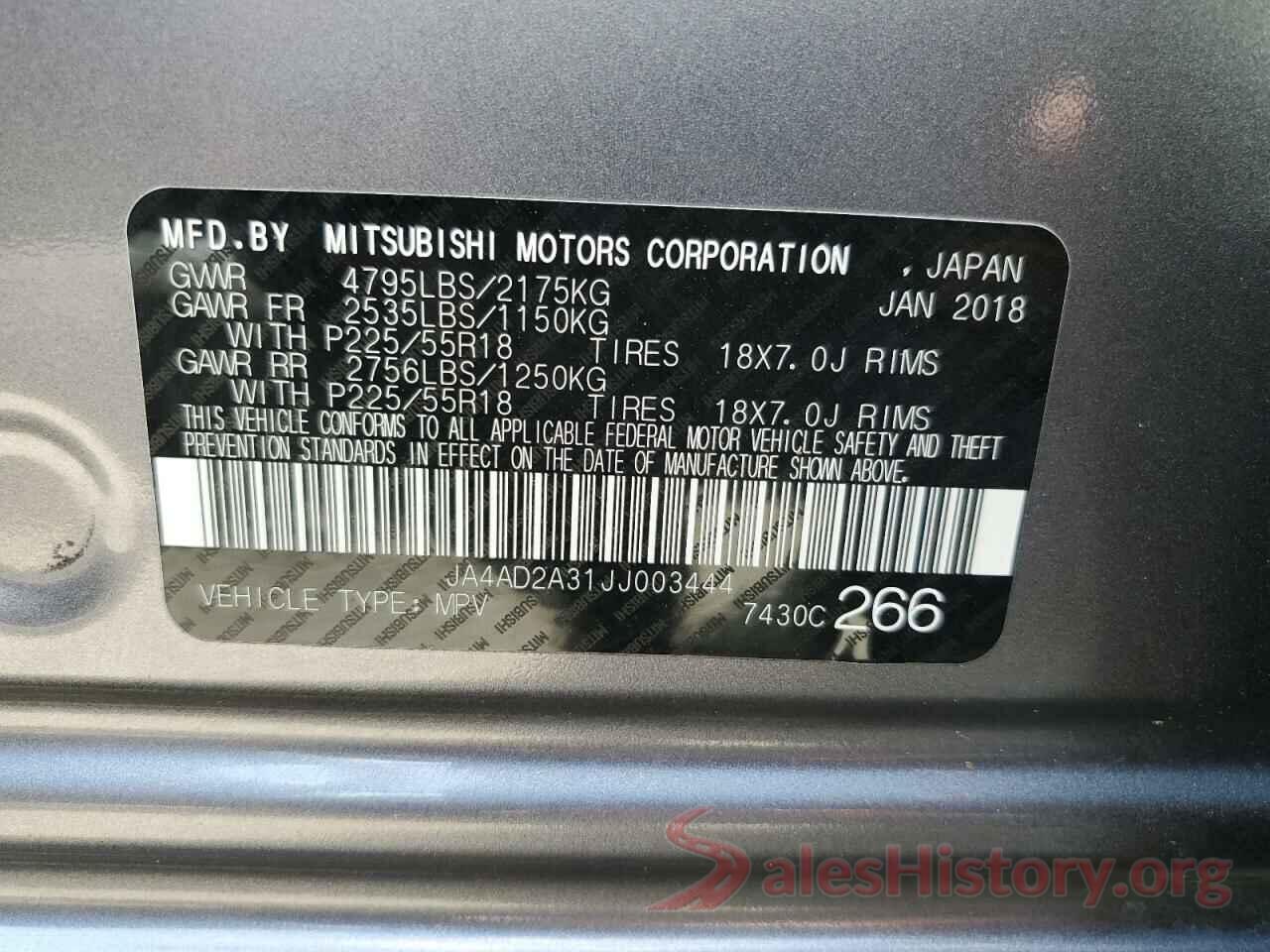 JA4AD2A31JJ003444 2018 MITSUBISHI OUTLANDER