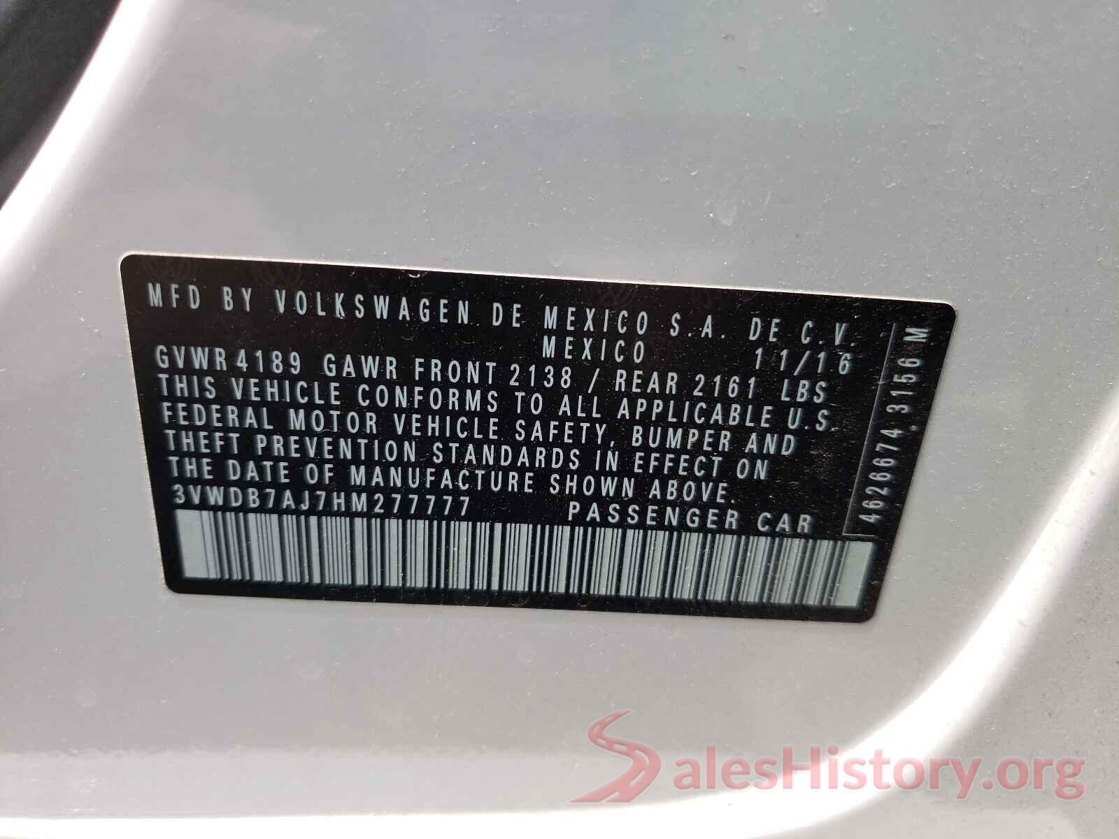 3VWDB7AJ7HM277777 2017 VOLKSWAGEN JETTA