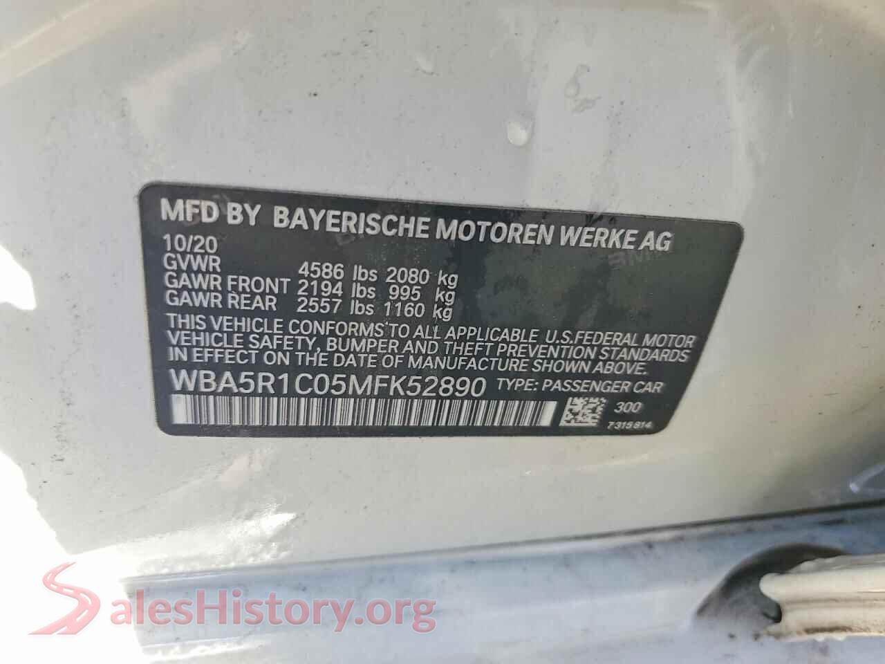 2021 BMW 3 SERIES VIN WBA5R1C05MFK52890, wheel and tire