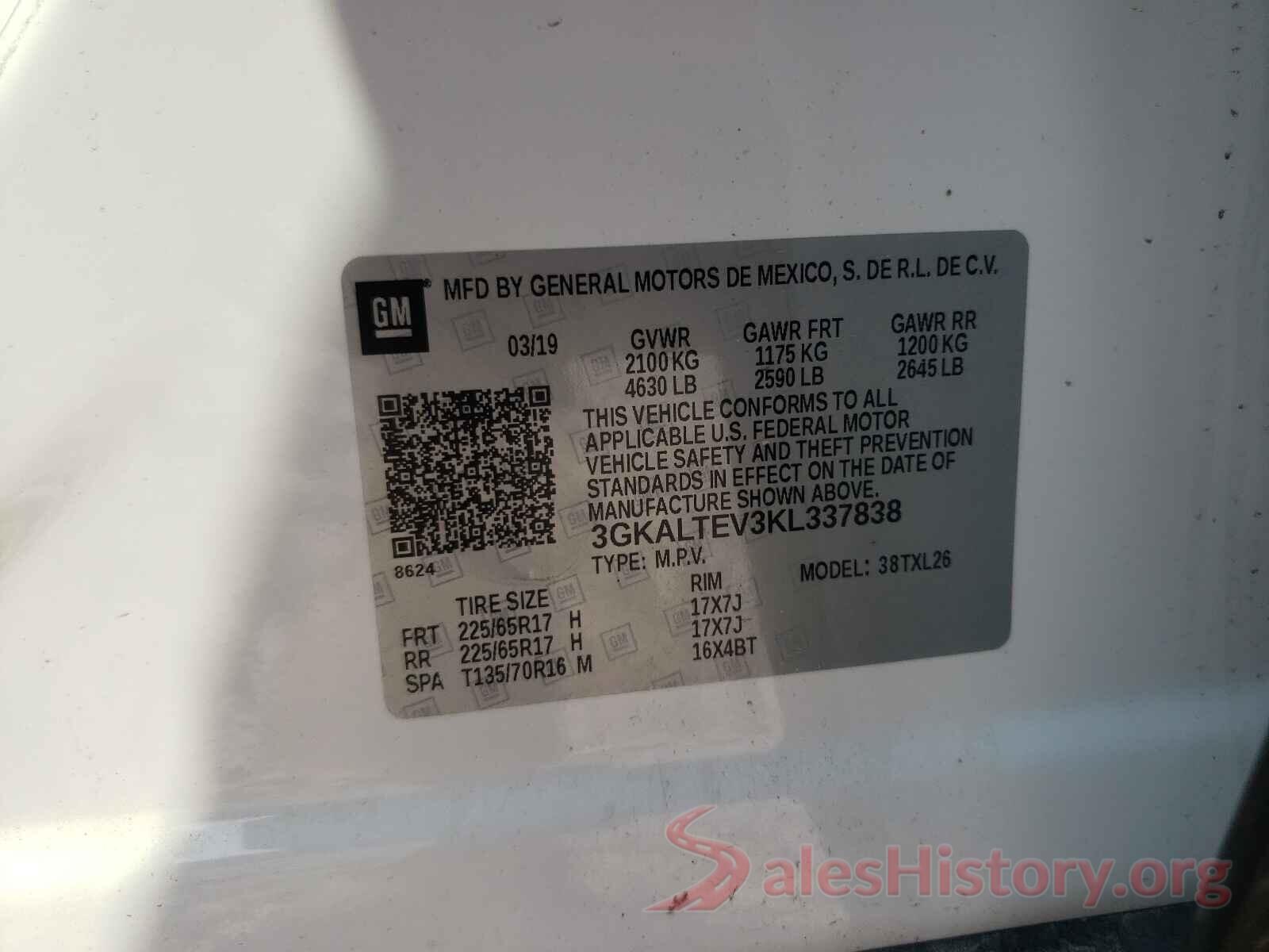 3GKALTEV3KL337838 2019 GMC TERRAIN