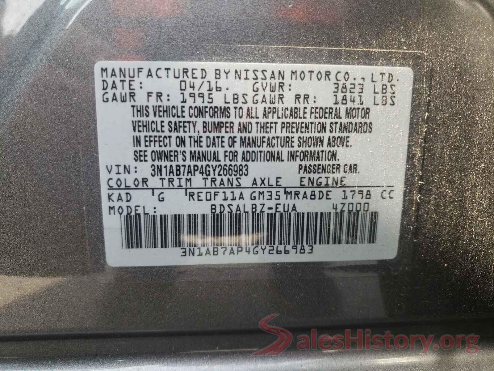 3N1AB7AP4GY266983 2016 NISSAN SENTRA