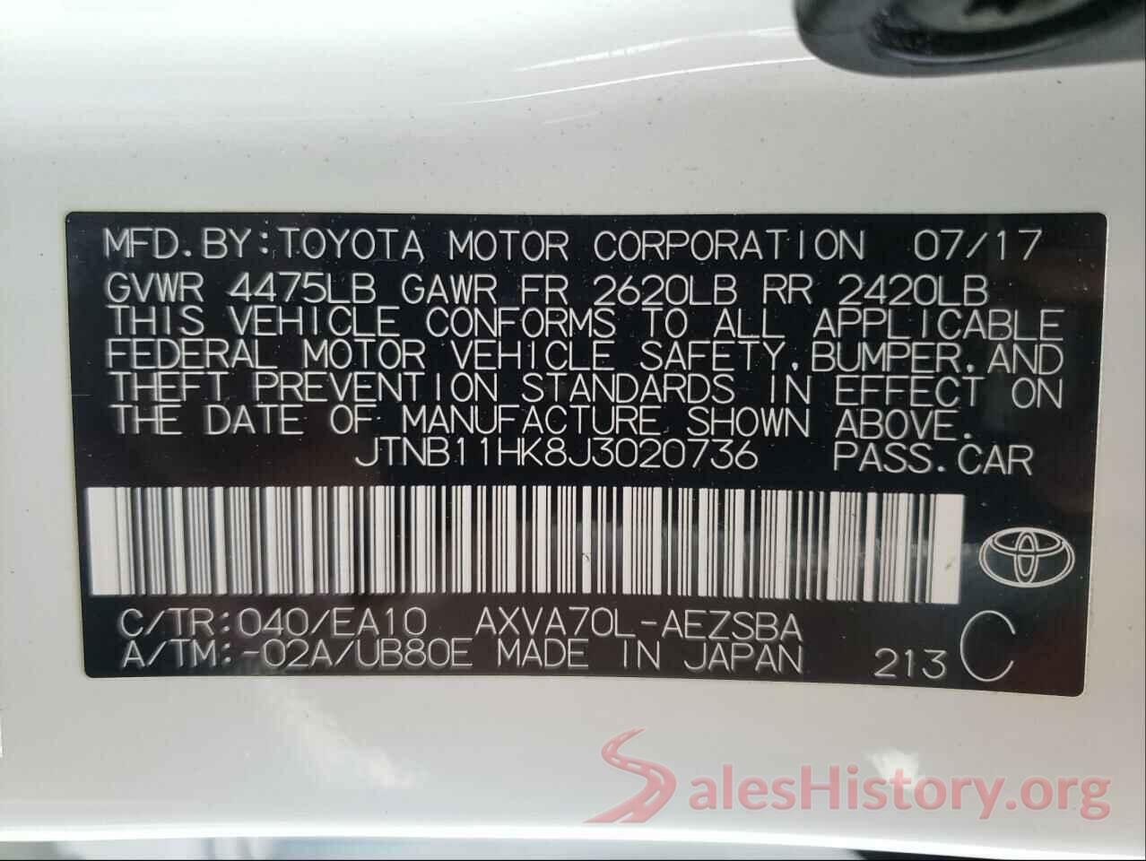 JTNB11HK8J3020736 2018 TOYOTA CAMRY