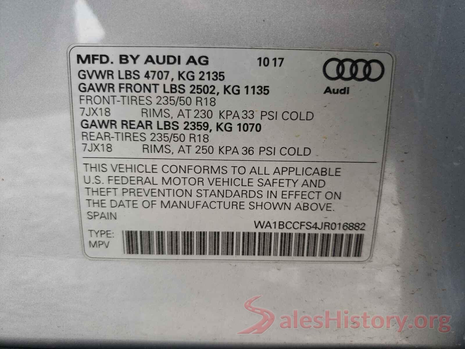 WA1BCCFS4JR016882 2018 AUDI Q3