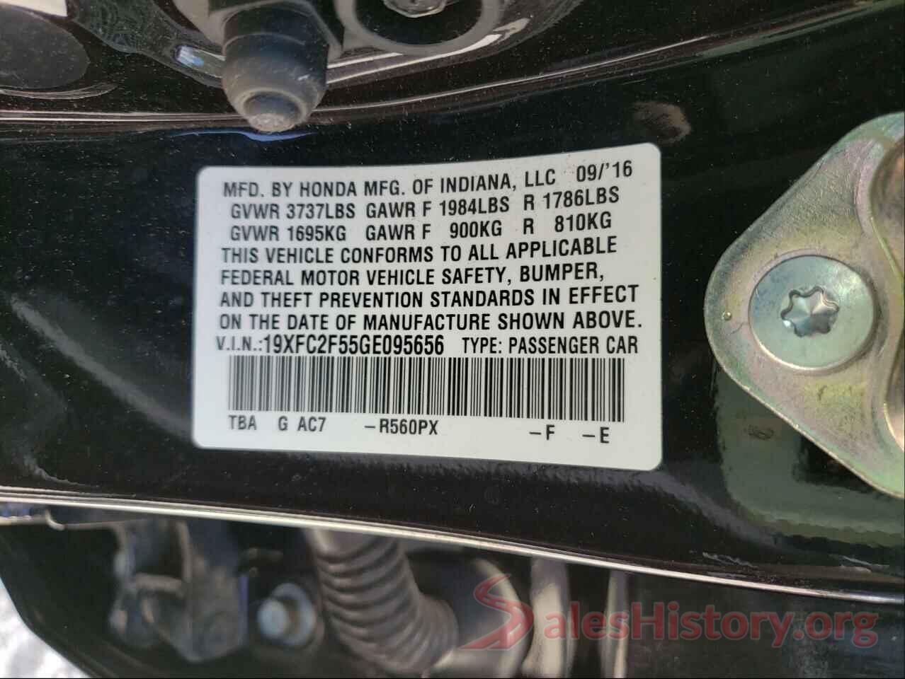 19XFC2F55GE095656 2016 HONDA CIVIC