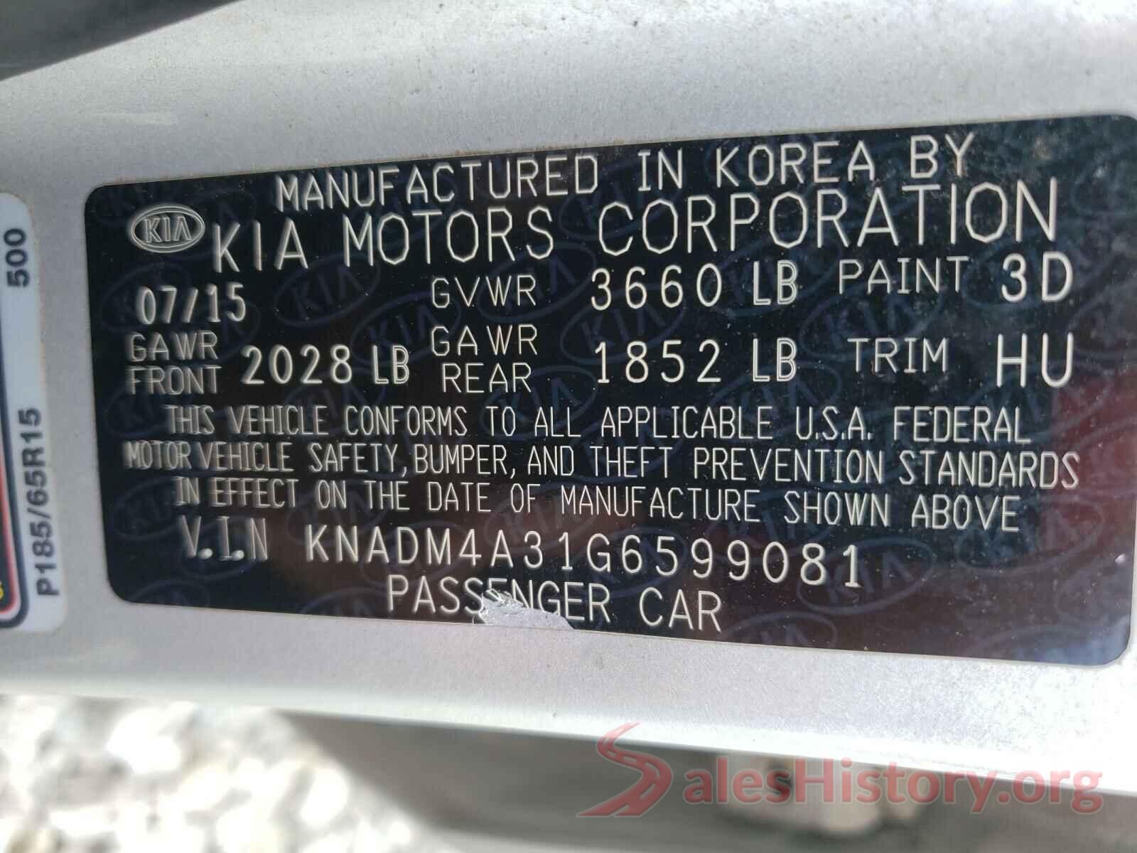 KNADM4A31G6599081 2016 KIA RIO