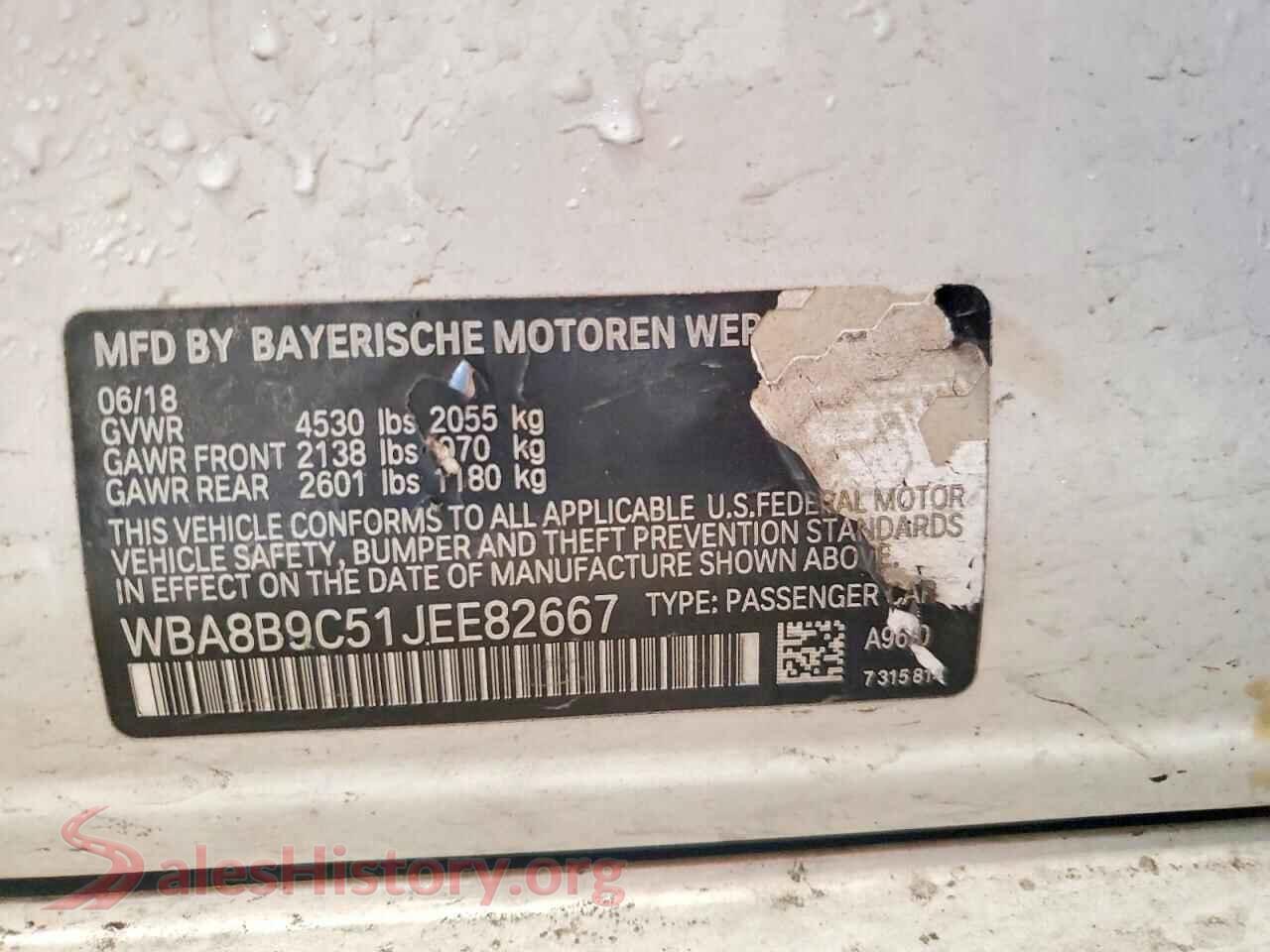 2018 BMW 3 SERIES VIN WBA8B9C51JEE82667, wheel and tire