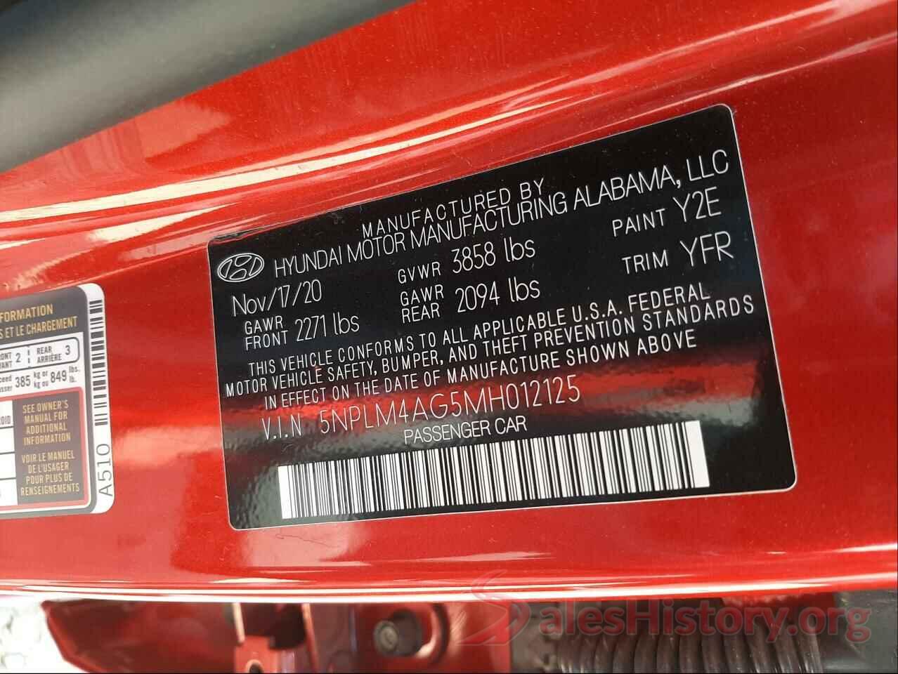 5NPLM4AG5MH012125 2021 HYUNDAI ELANTRA