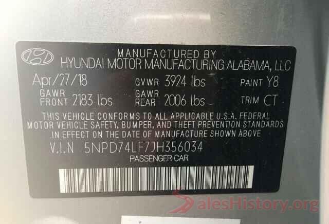 5NPD74LF7JH356034 2018 HYUNDAI ELANTRA