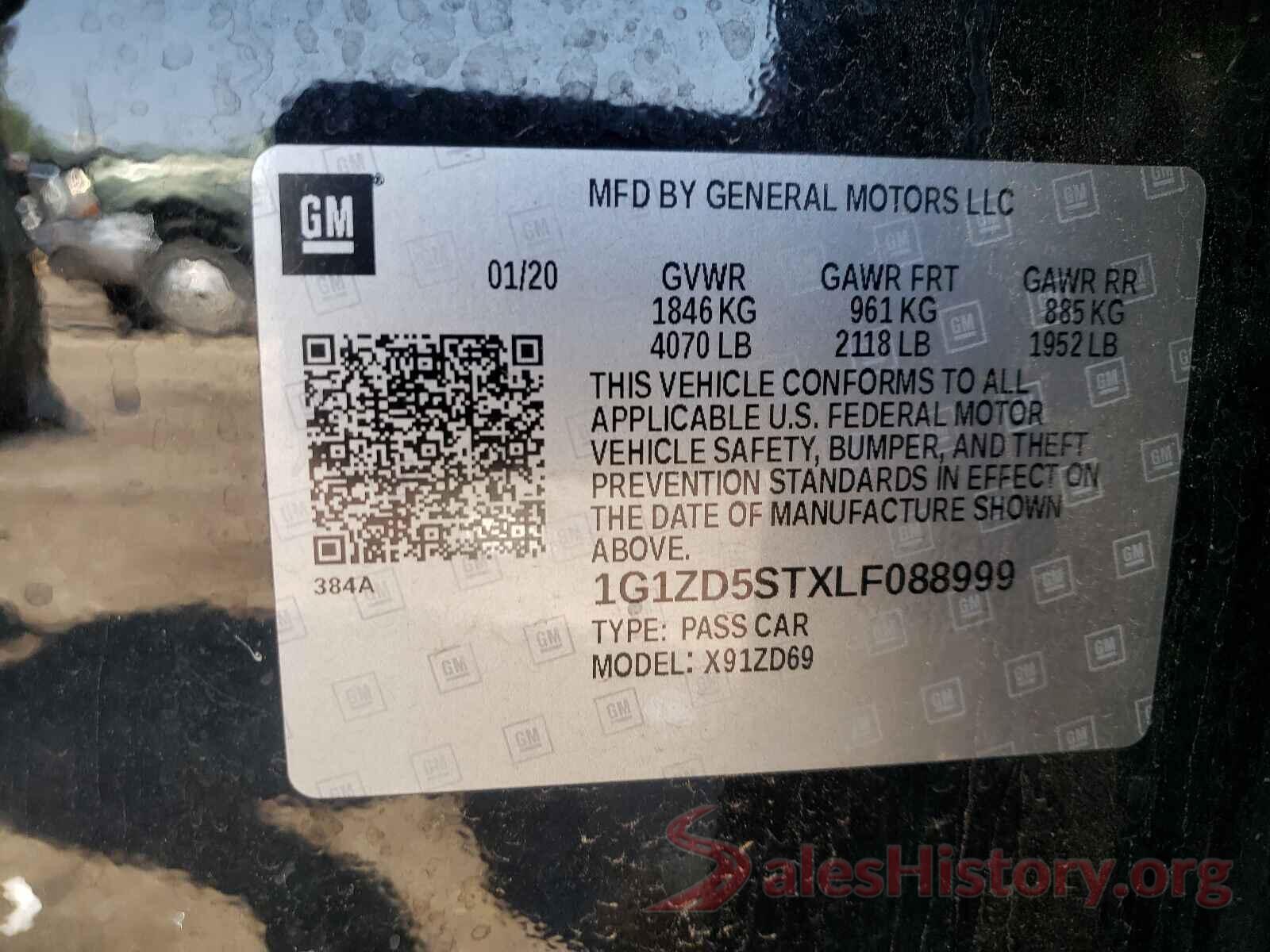 1G1ZD5STXLF088999 2020 CHEVROLET MALIBU