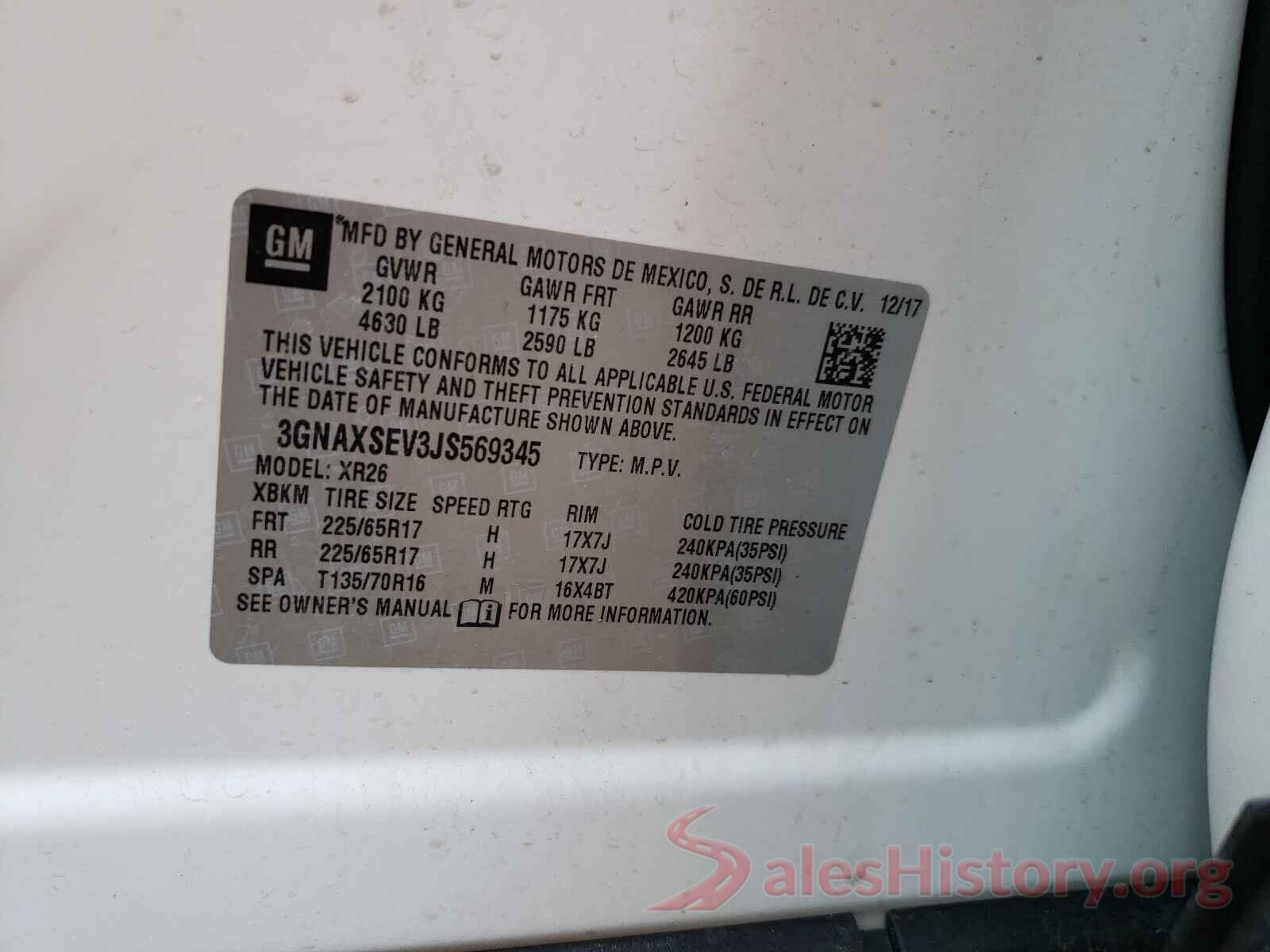 3GNAXSEV3JS569345 2018 CHEVROLET EQUINOX