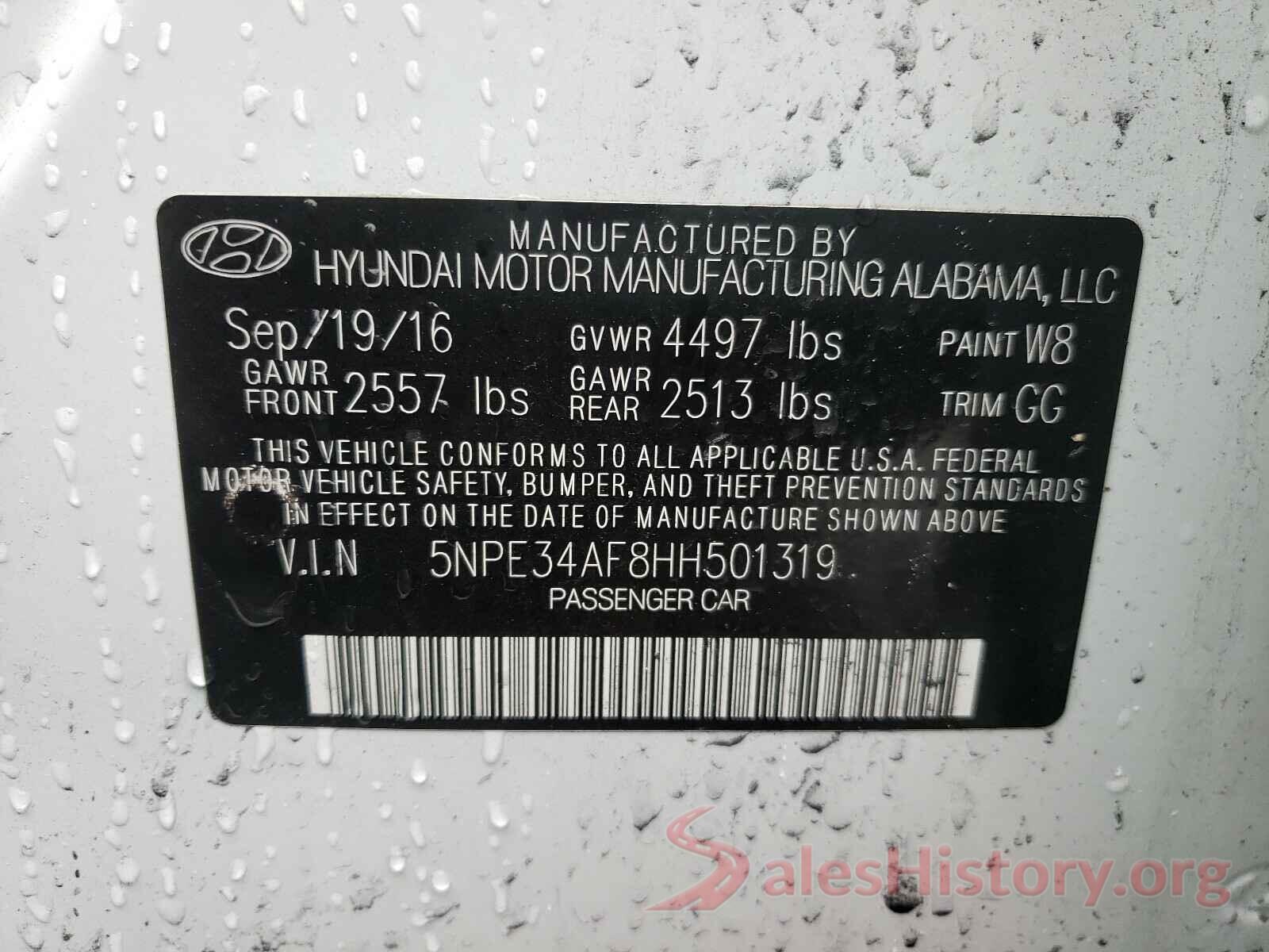 5NPE34AF8HH501319 2017 HYUNDAI SONATA