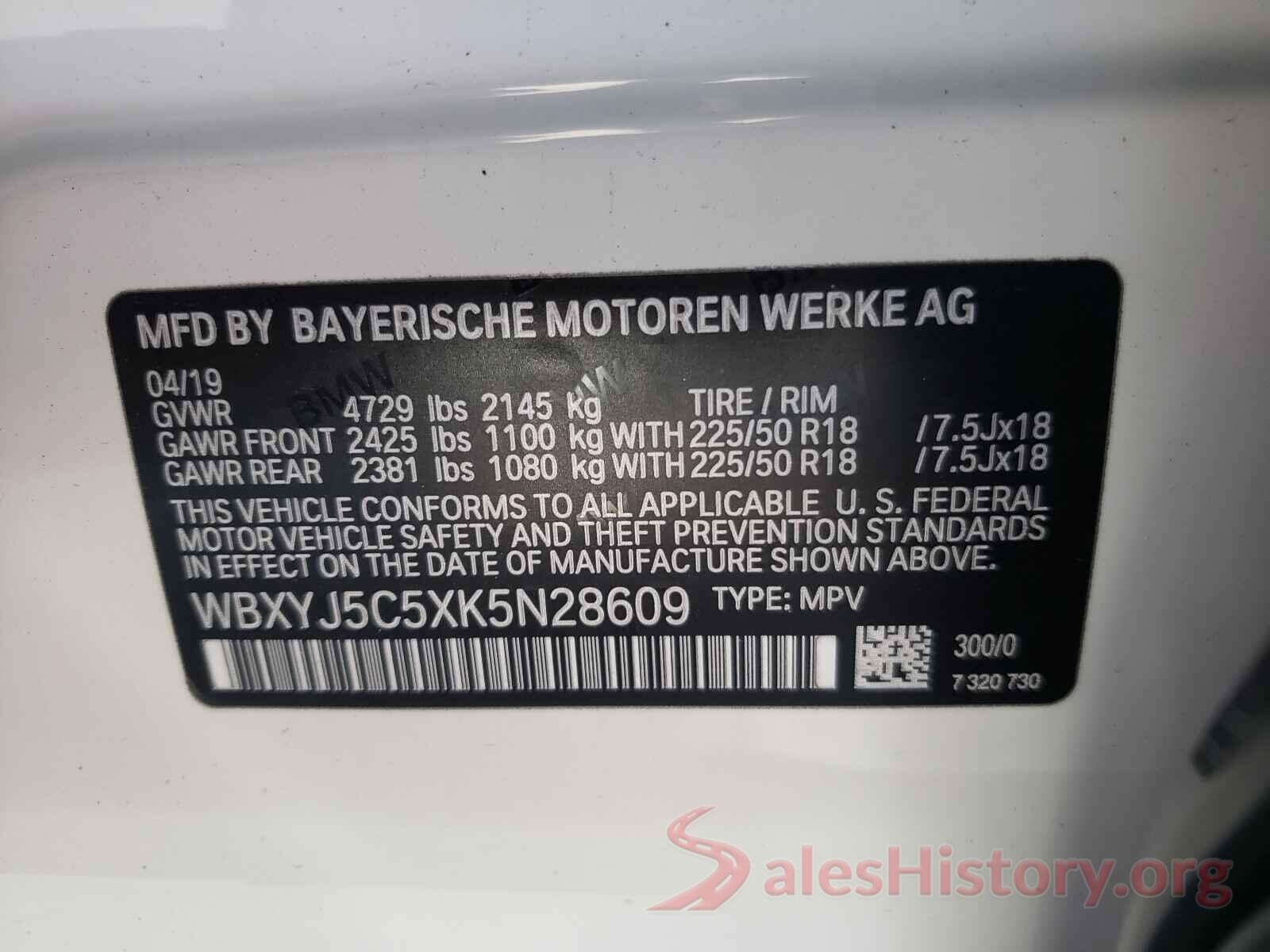 WBXYJ5C5XK5N28609 2019 BMW X2