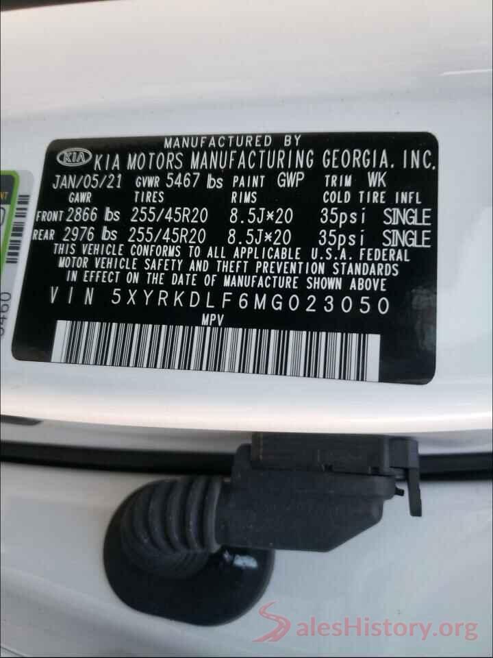 5XYRKDLF6MG023050 2021 KIA SORENTO