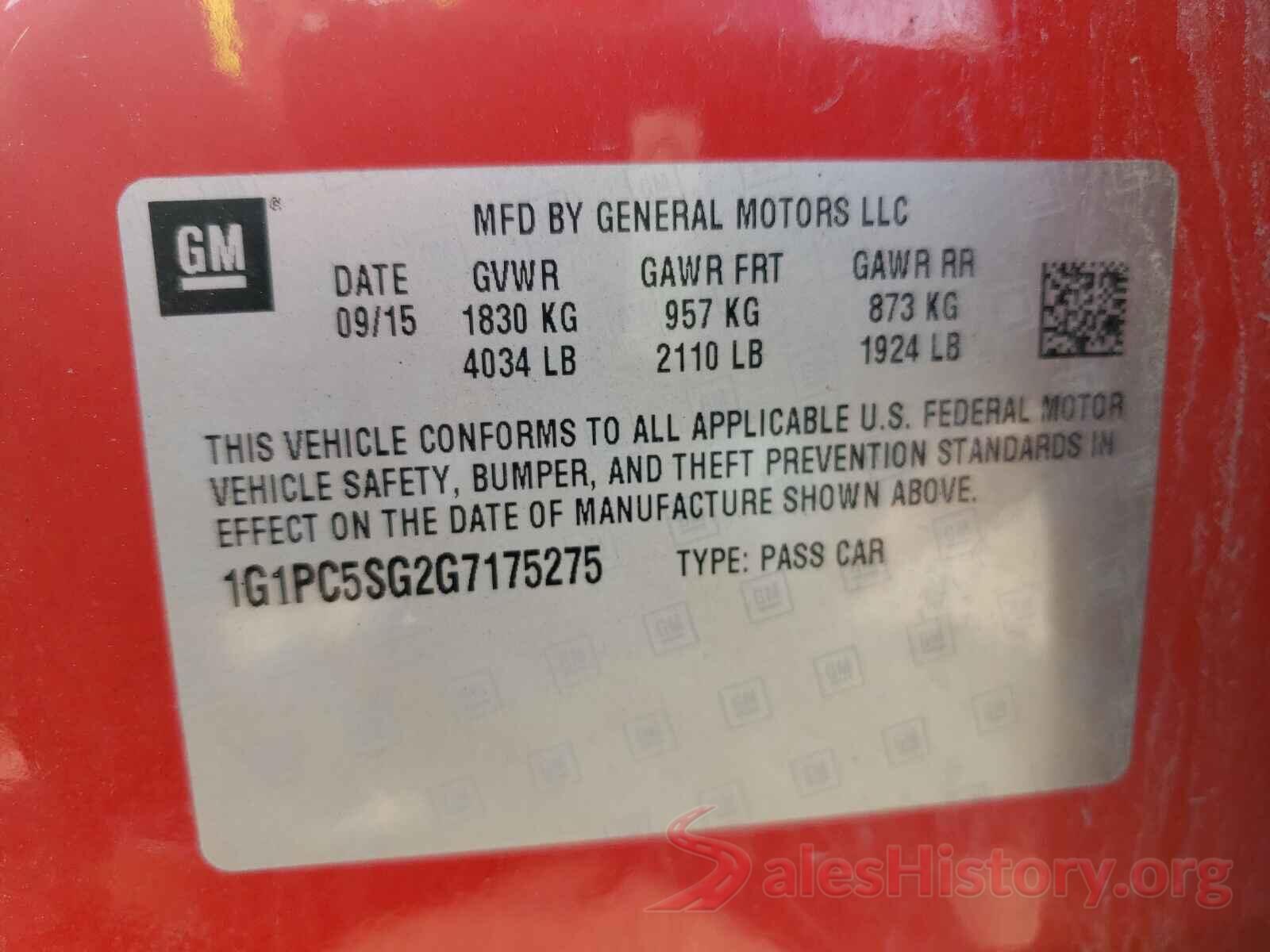 1G1PC5SG2G7175275 2016 CHEVROLET CRUZE