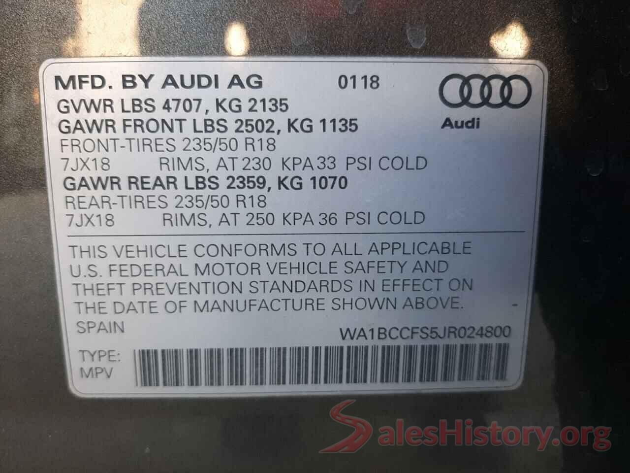 WA1BCCFS5JR024800 2018 AUDI Q3