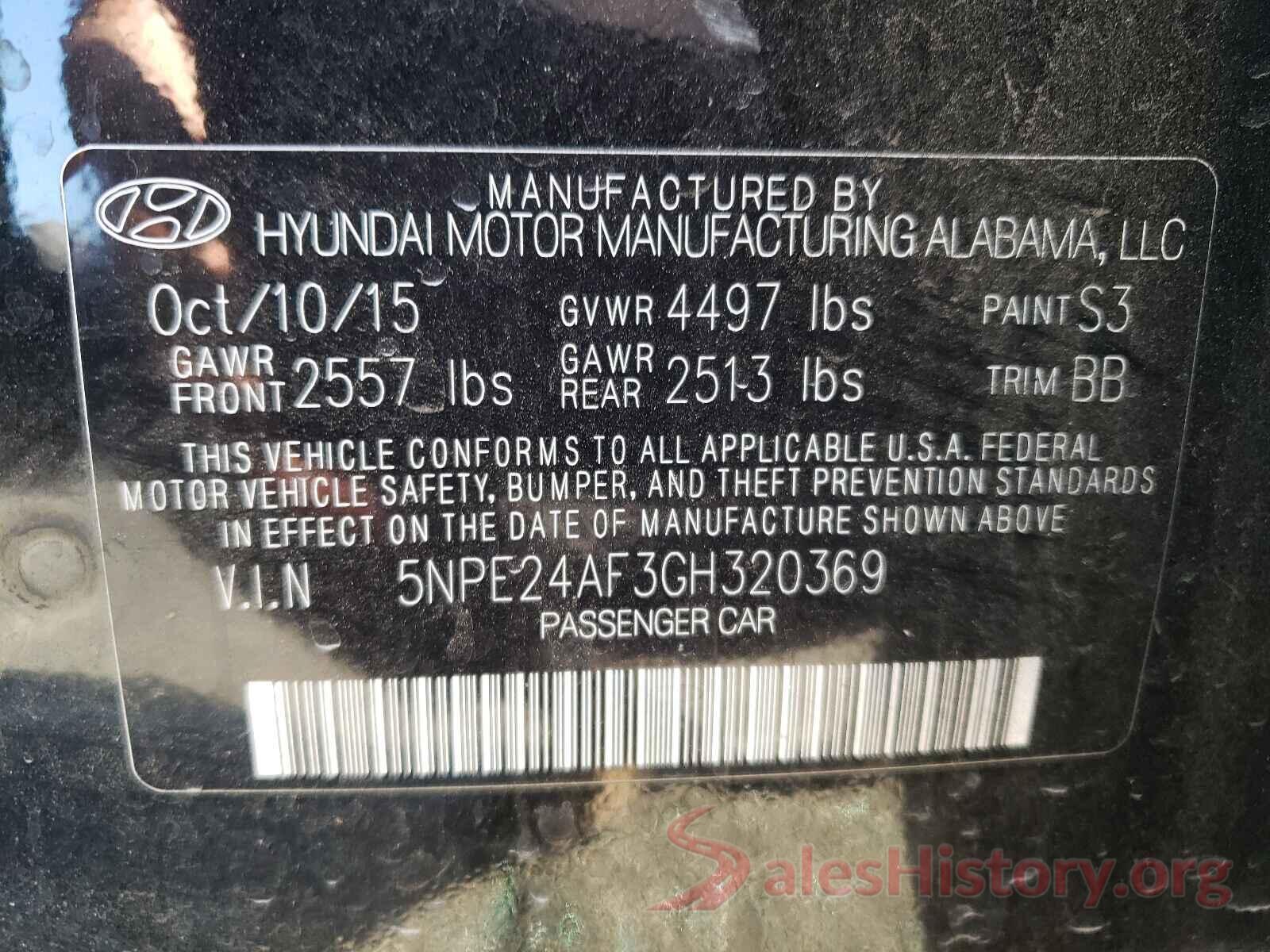 5NPE24AF3GH320369 2016 HYUNDAI SONATA