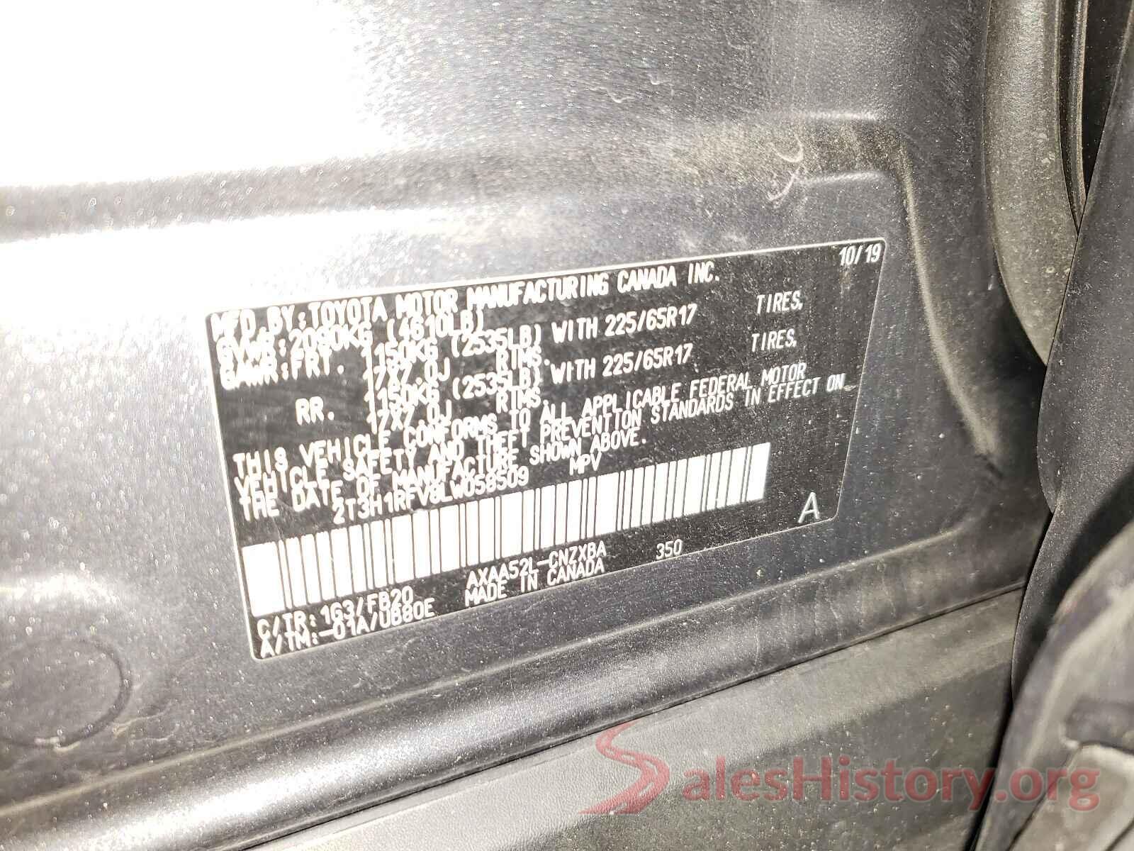 2T3H1RFV8LW058509 2020 TOYOTA RAV4