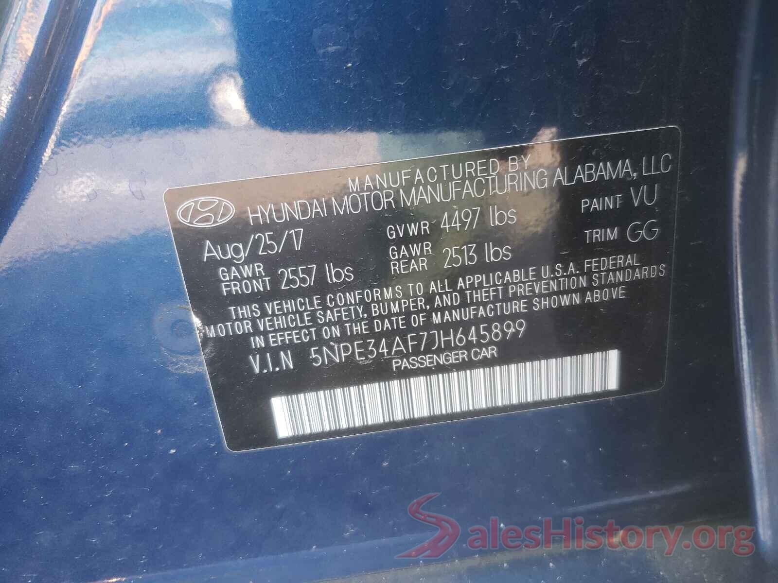 5NPE34AF7JH645899 2018 HYUNDAI SONATA