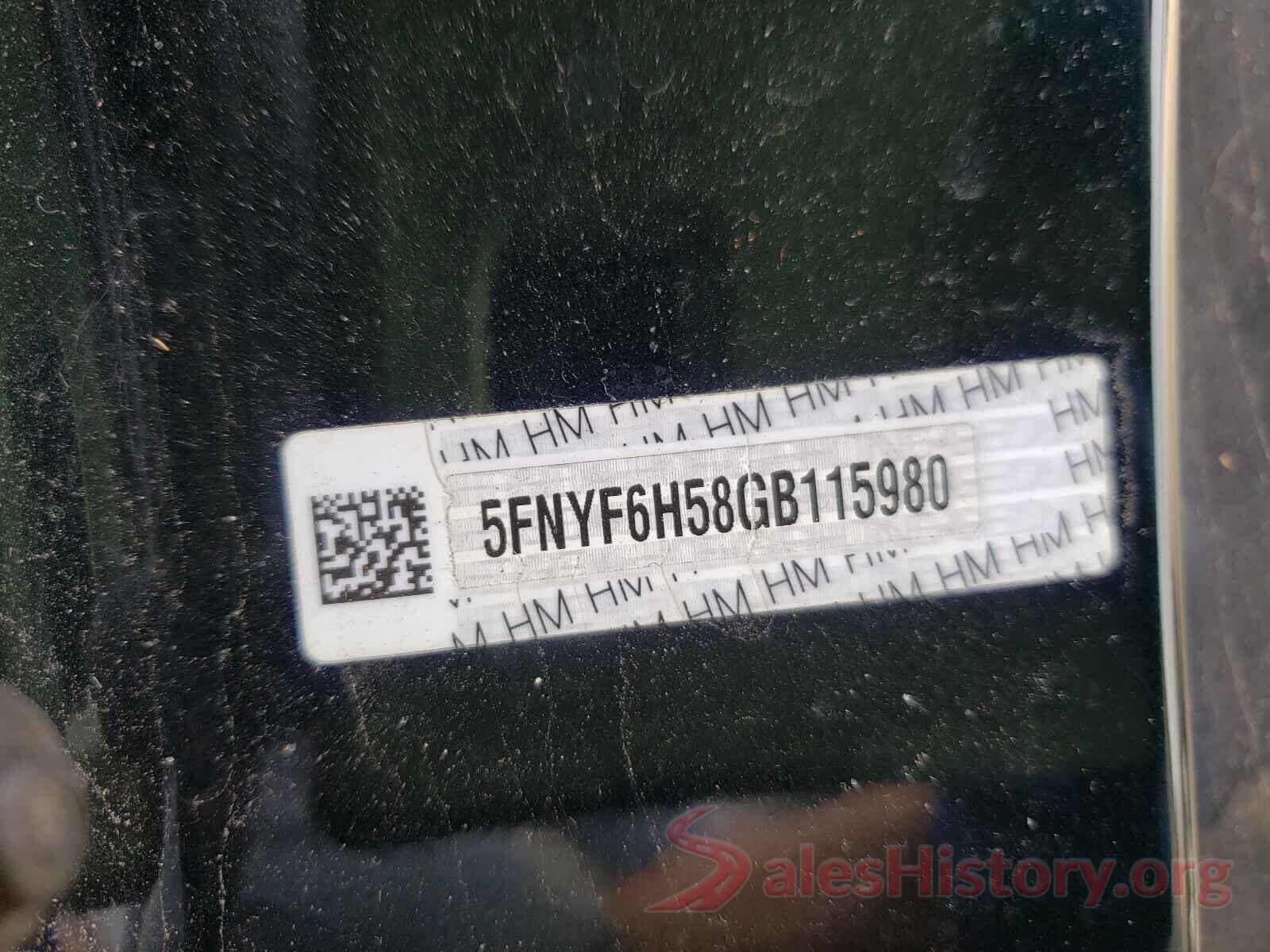 5FNYF6H58GB115980 2016 HONDA PILOT