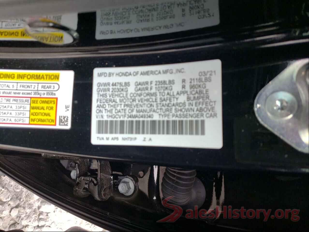 1HGCV1F34MA049340 2021 HONDA ACCORD