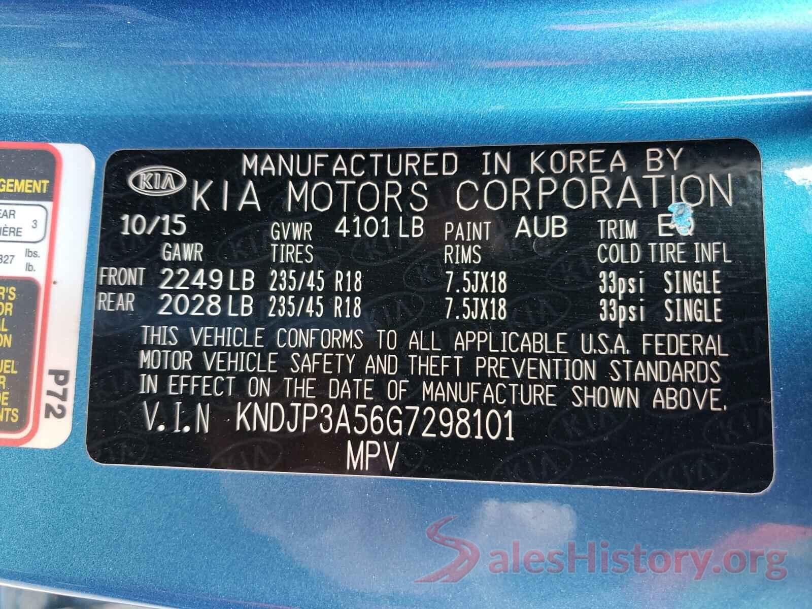 KNDJP3A56G7298101 2016 KIA SOUL